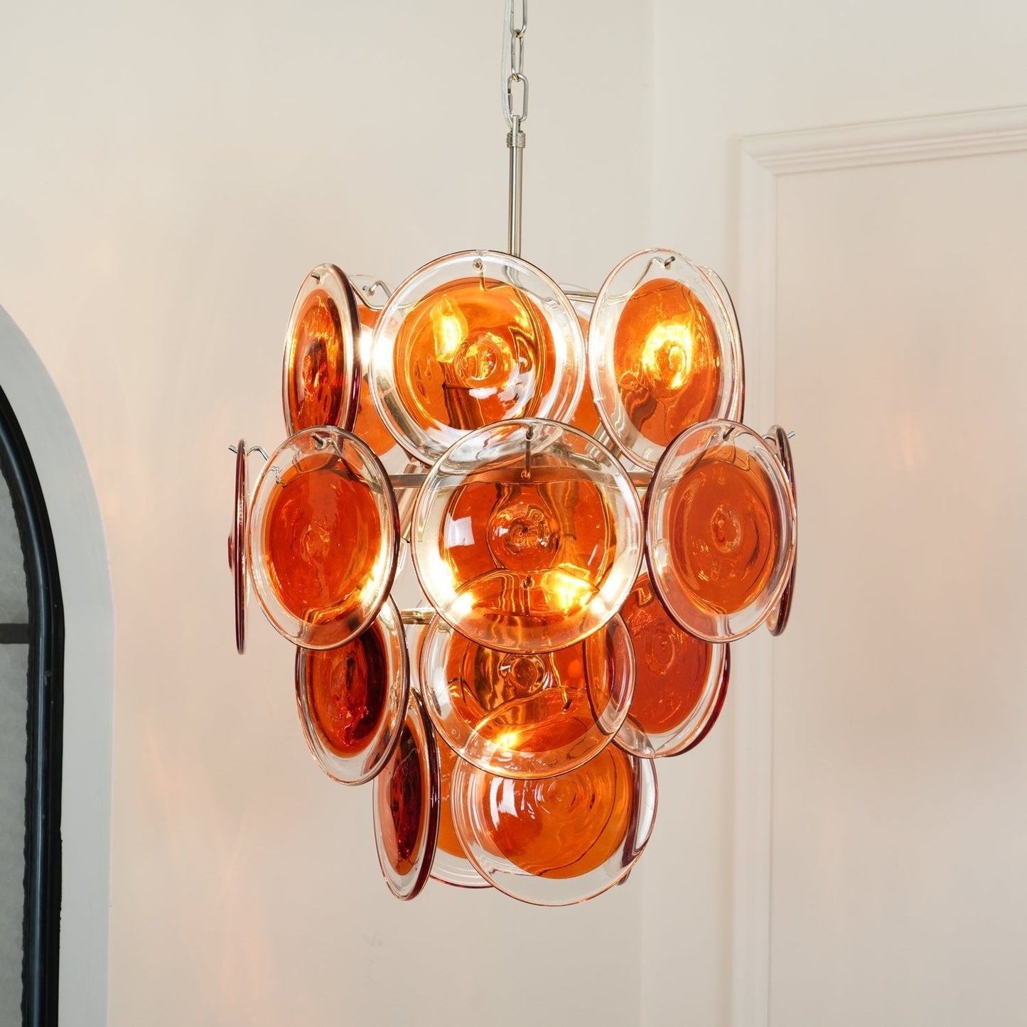 Murano Orange Disk Glass Chandelier - YIOSI