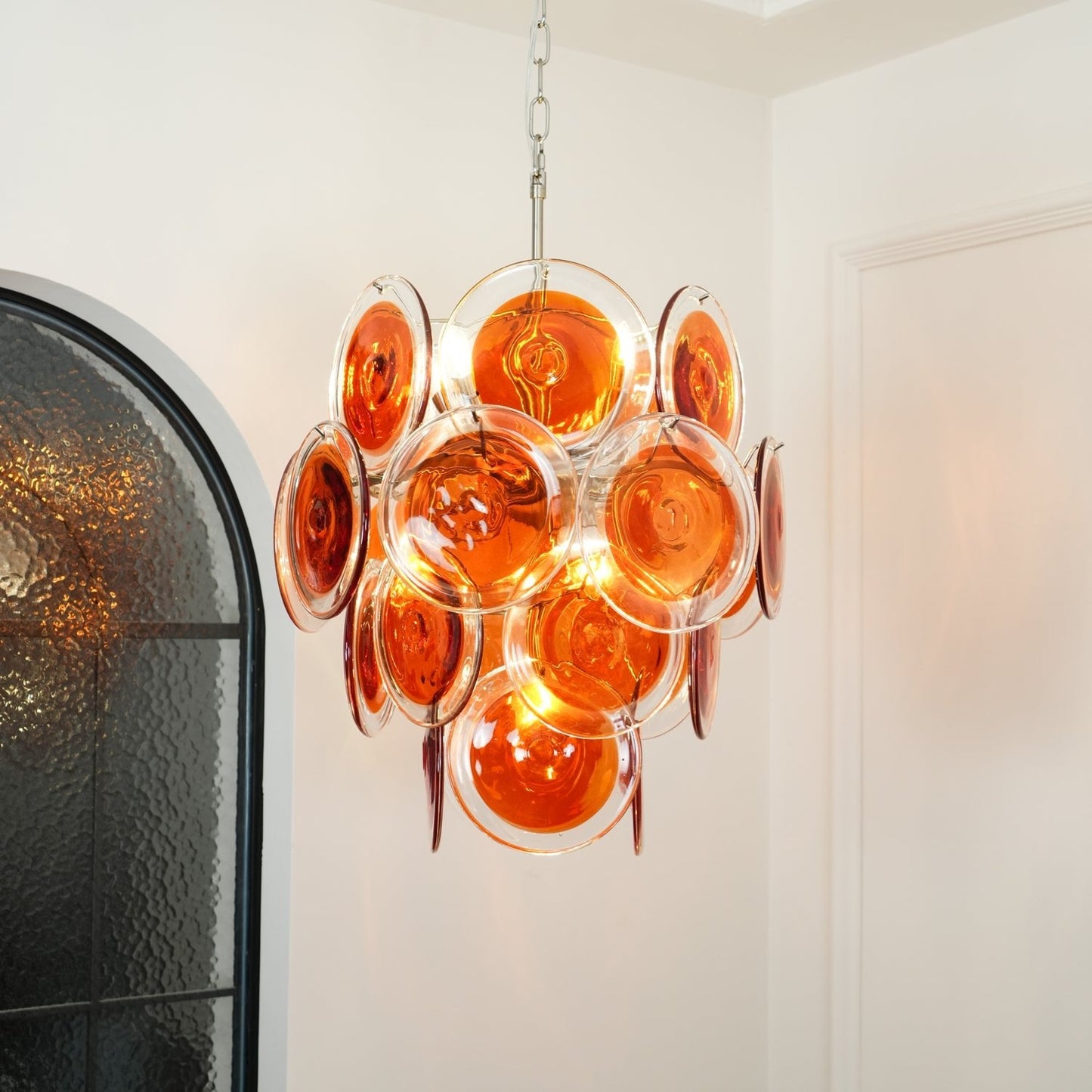 Murano Orange Disk Glass Chandelier - YIOSI