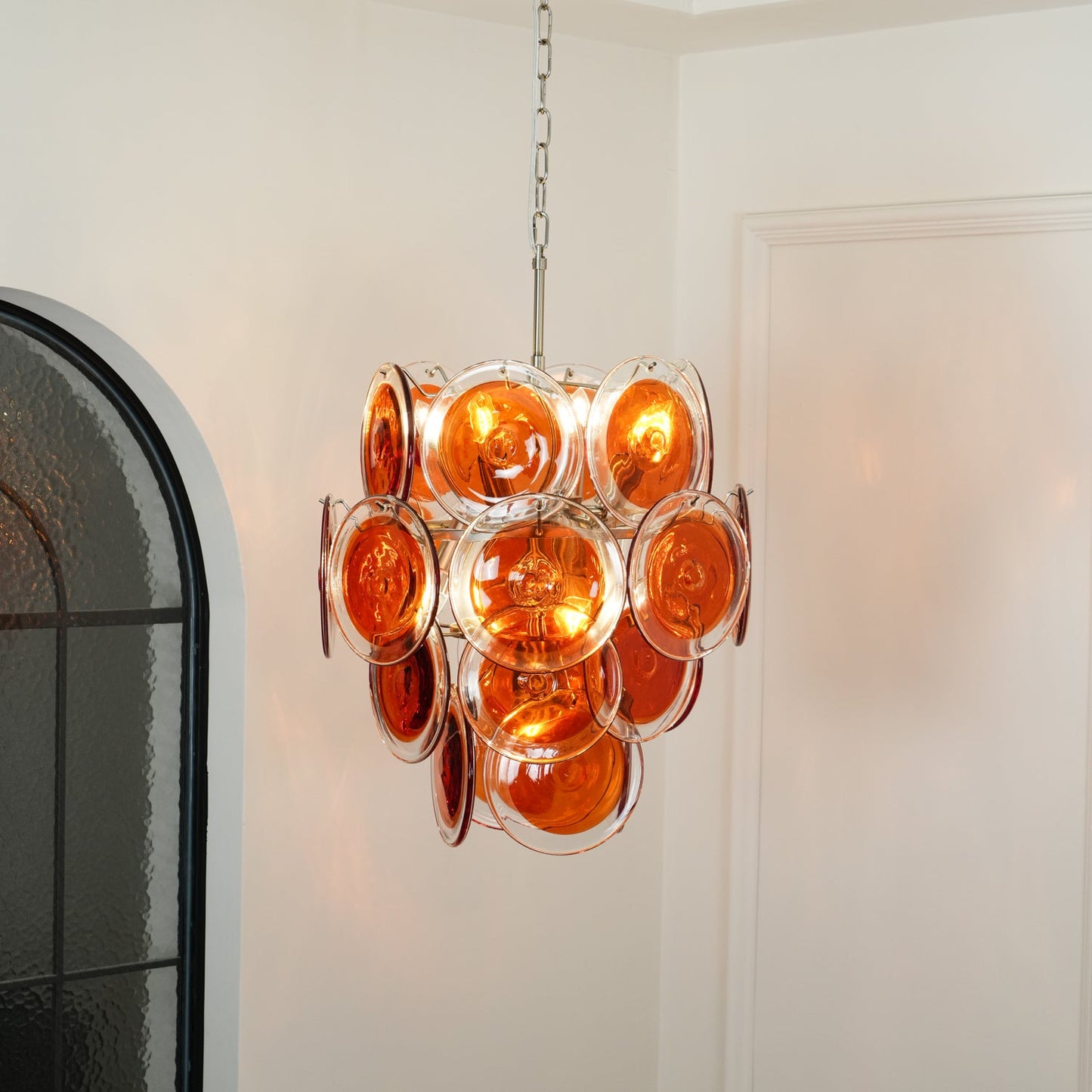 Murano Orange Disk Glass Chandelier - YIOSI
