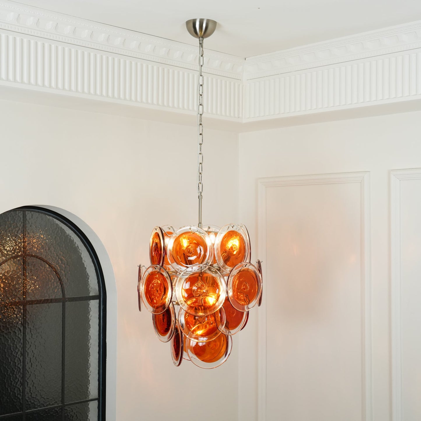 Murano Orange Disk Glass Chandelier - YIOSI