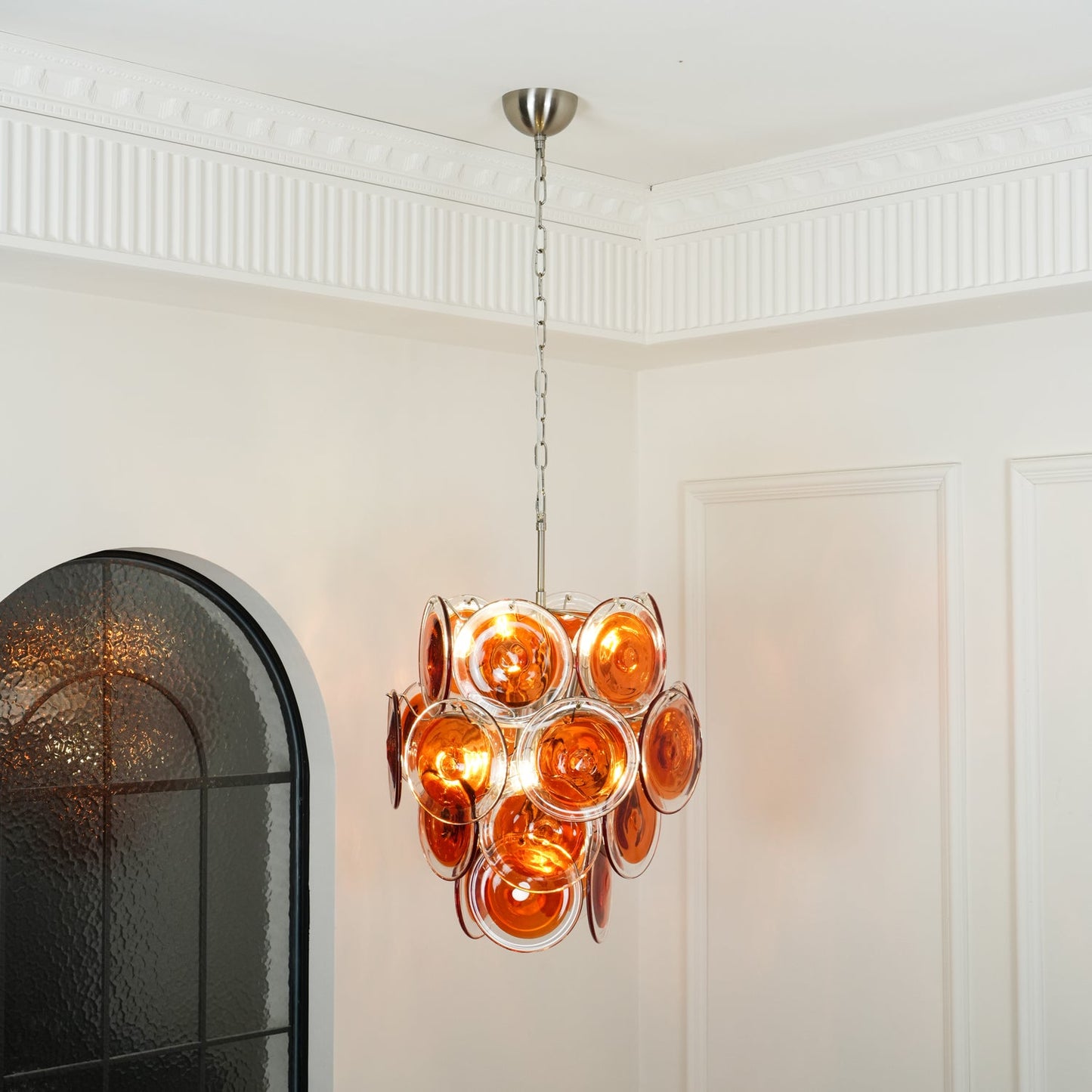 Murano Orange Disk Glass Chandelier - YIOSI