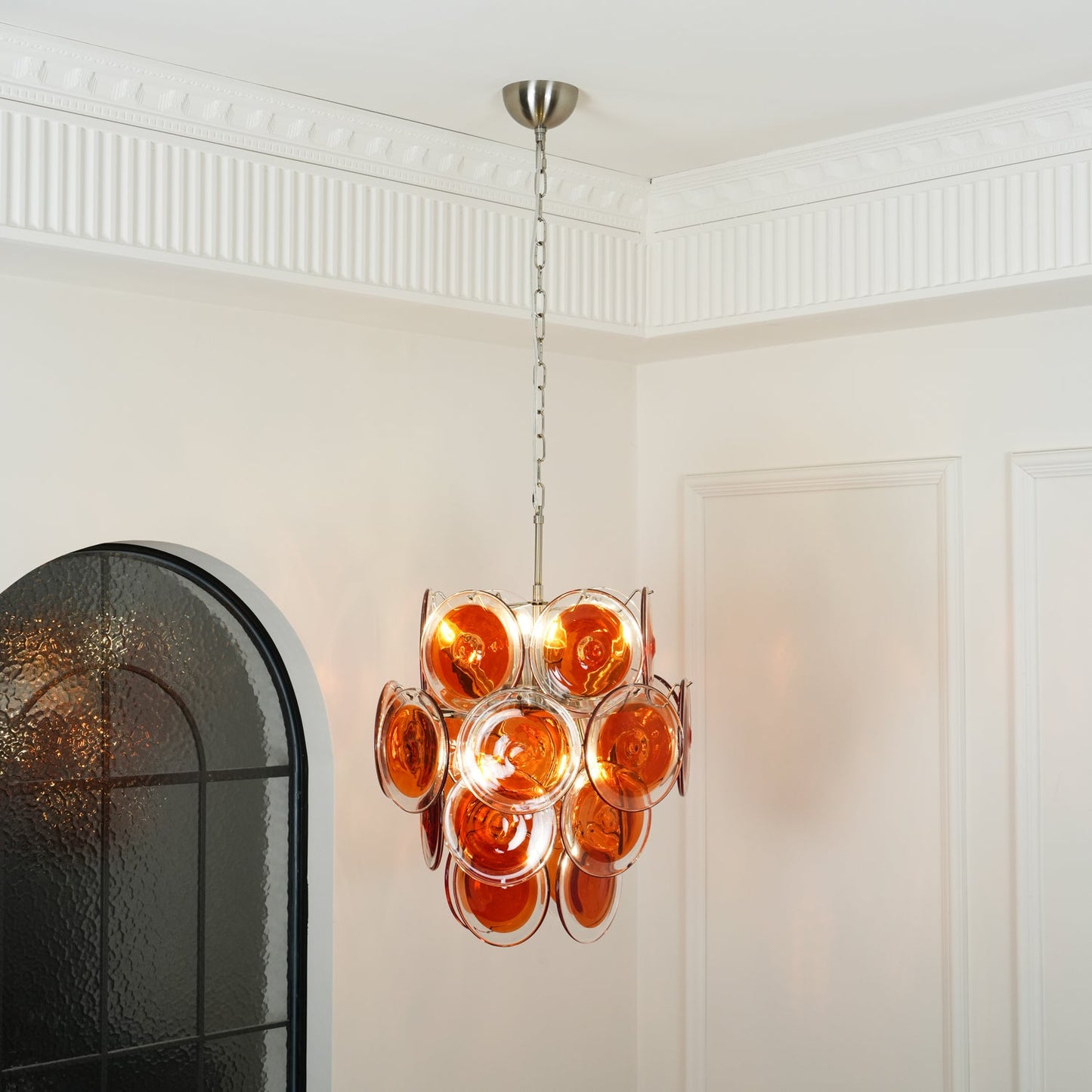 Murano Orange Disk Glass Chandelier - YIOSI