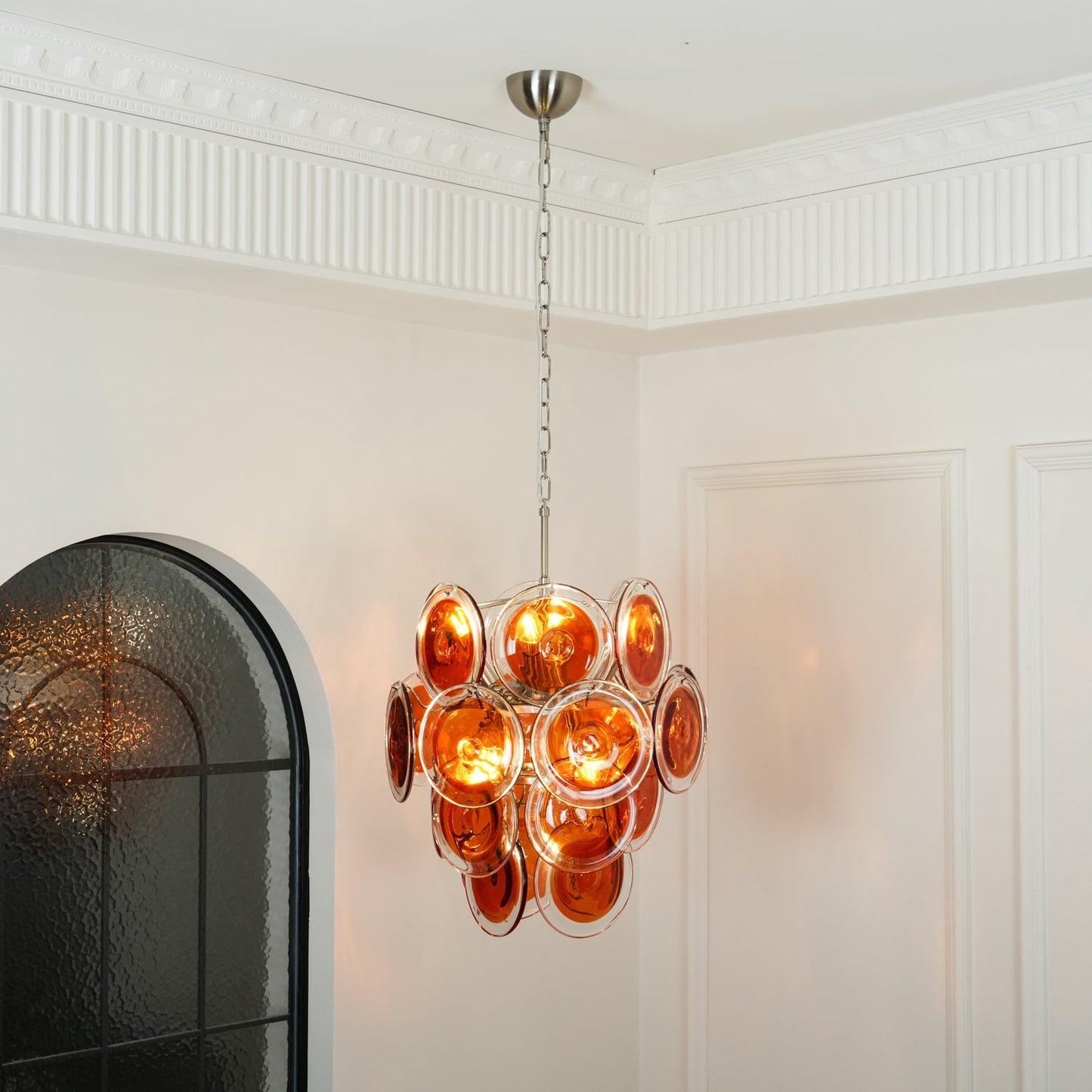 Murano Orange Disk Glass Chandelier - YIOSI