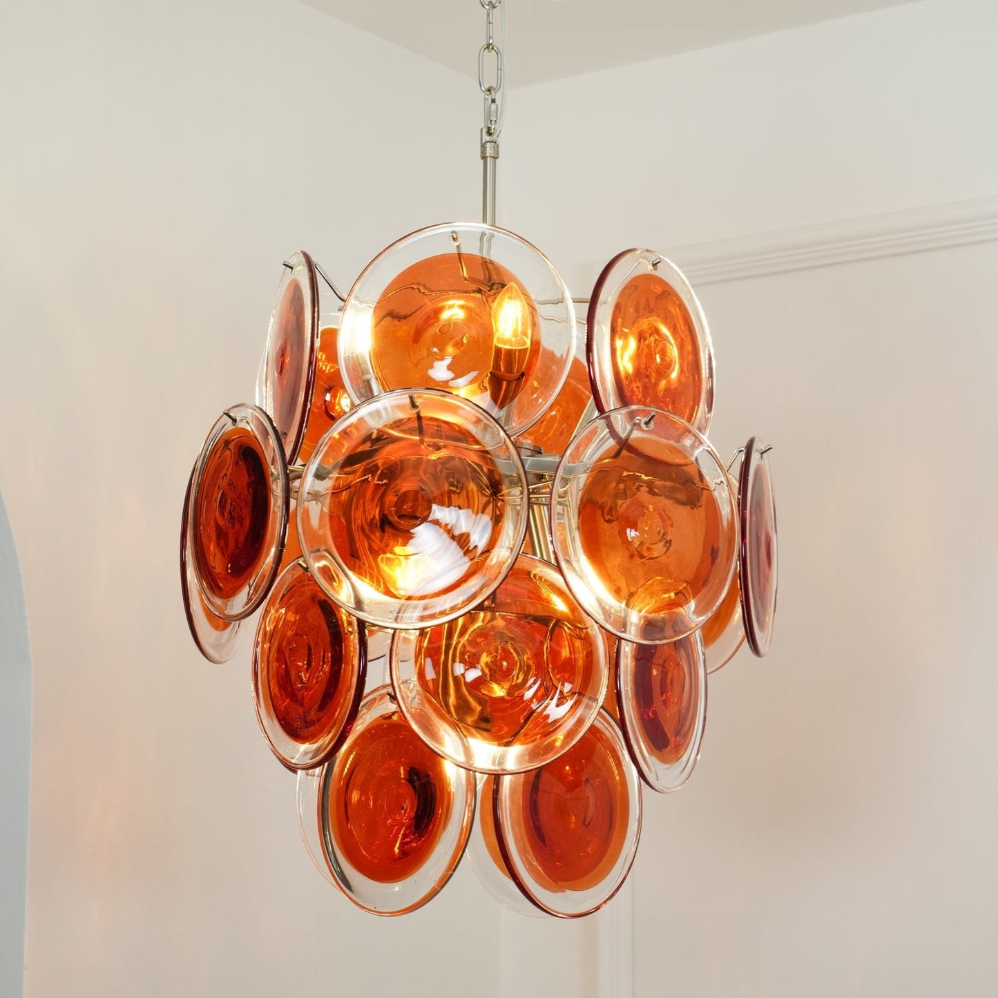 Murano Orange Disk Glass Chandelier - YIOSI