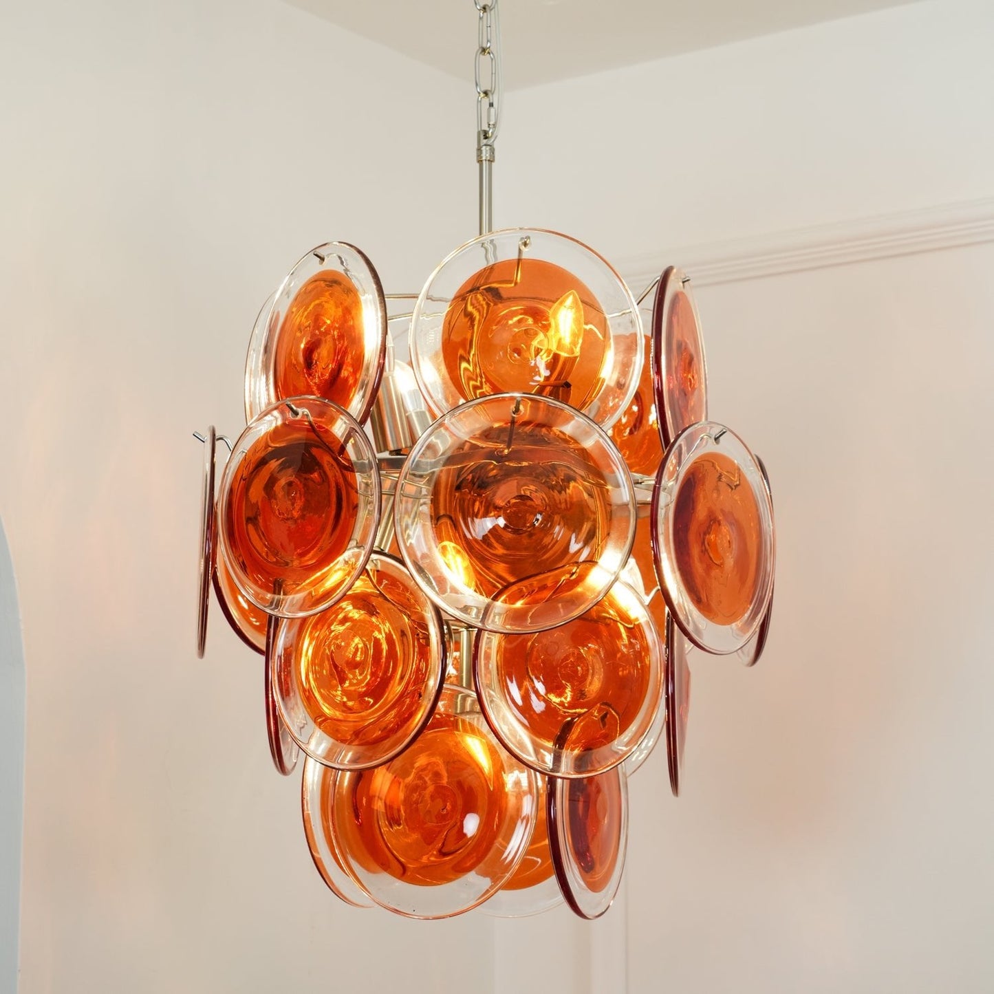 Murano Orange Disk Glass Chandelier - YIOSI