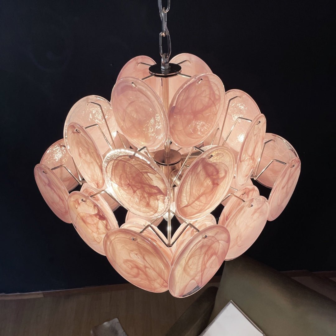 Murano Pink Disks Chandelier - YIOSI