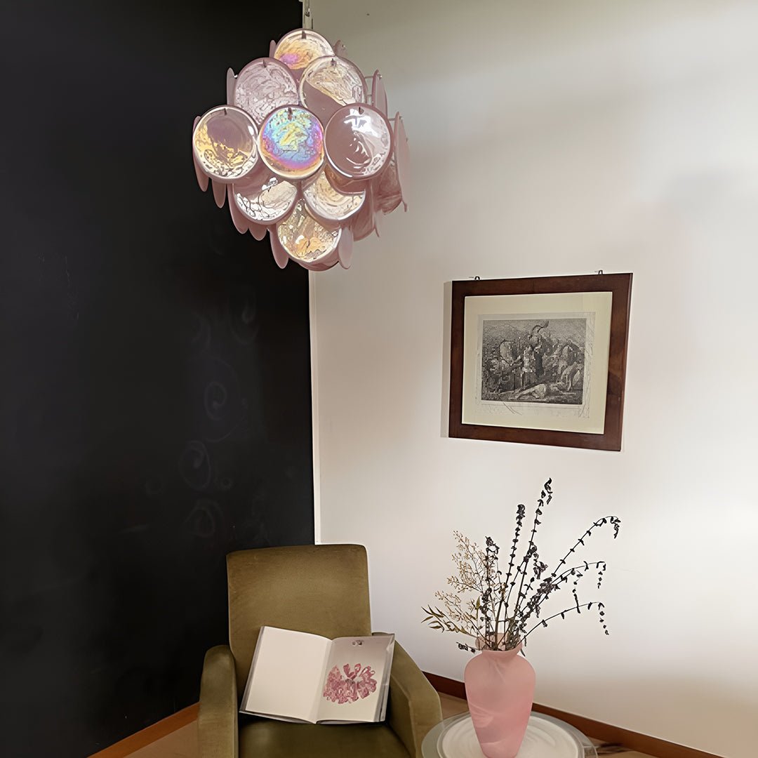 Murano Pink Disks Chandelier - YIOSI
