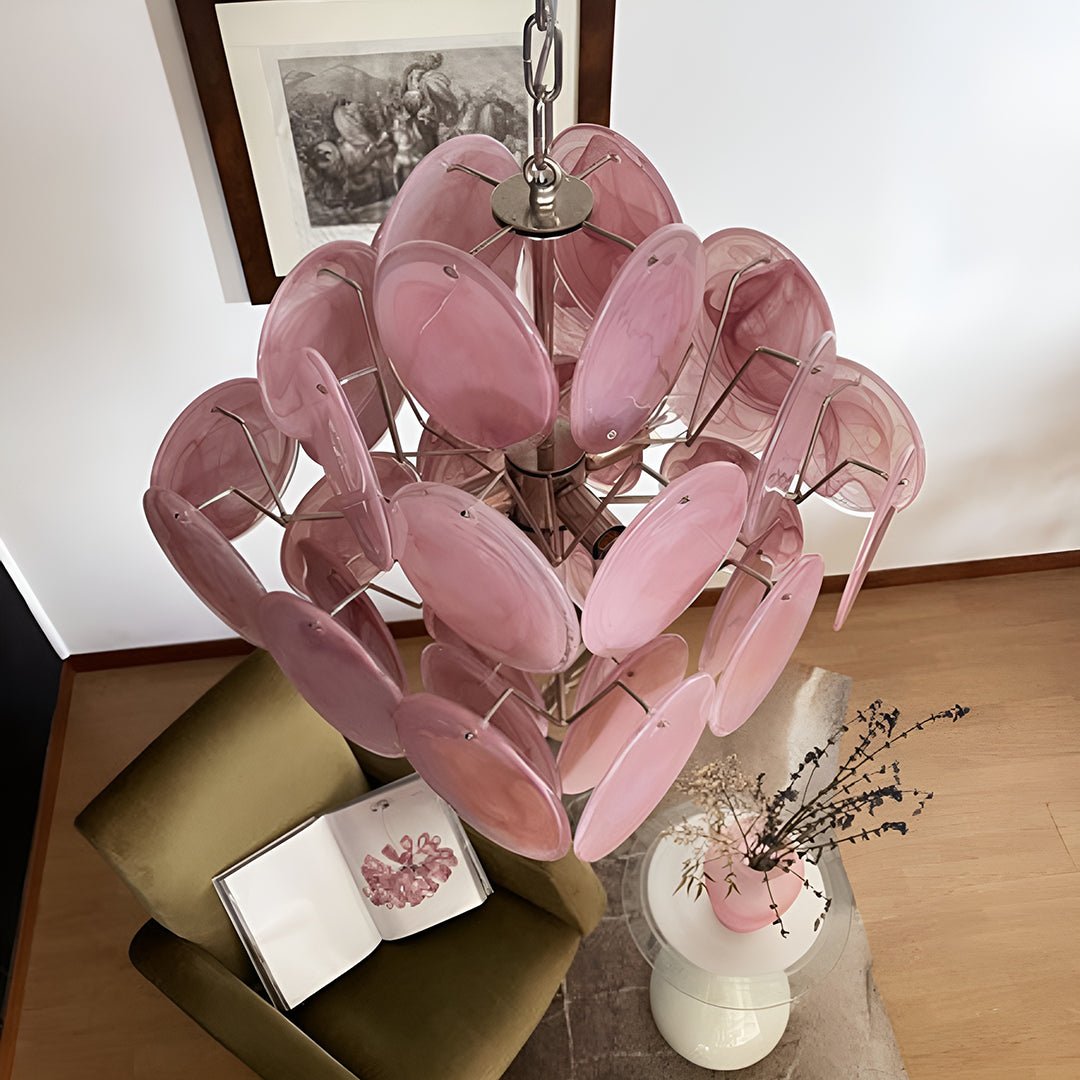 Murano Pink Disks Chandelier - YIOSI