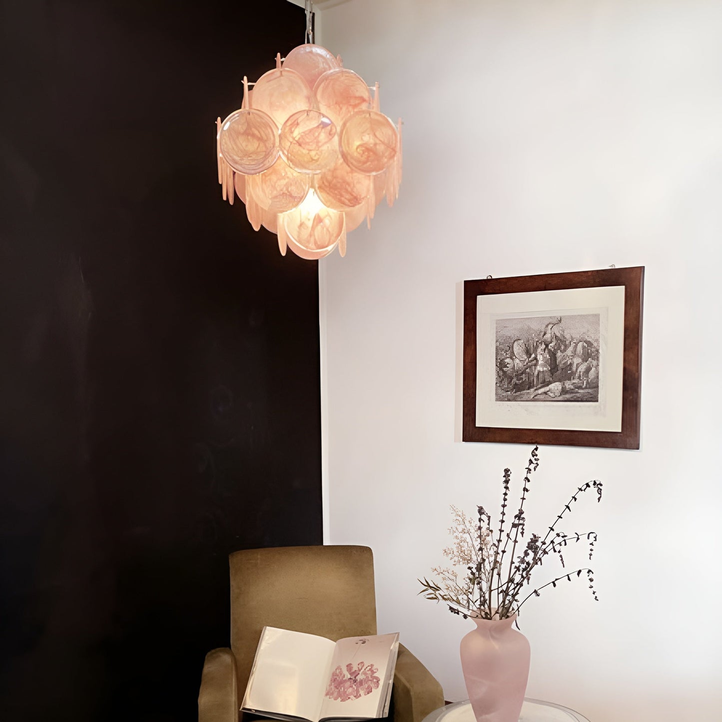 Murano Pink Disks Chandelier - YIOSI