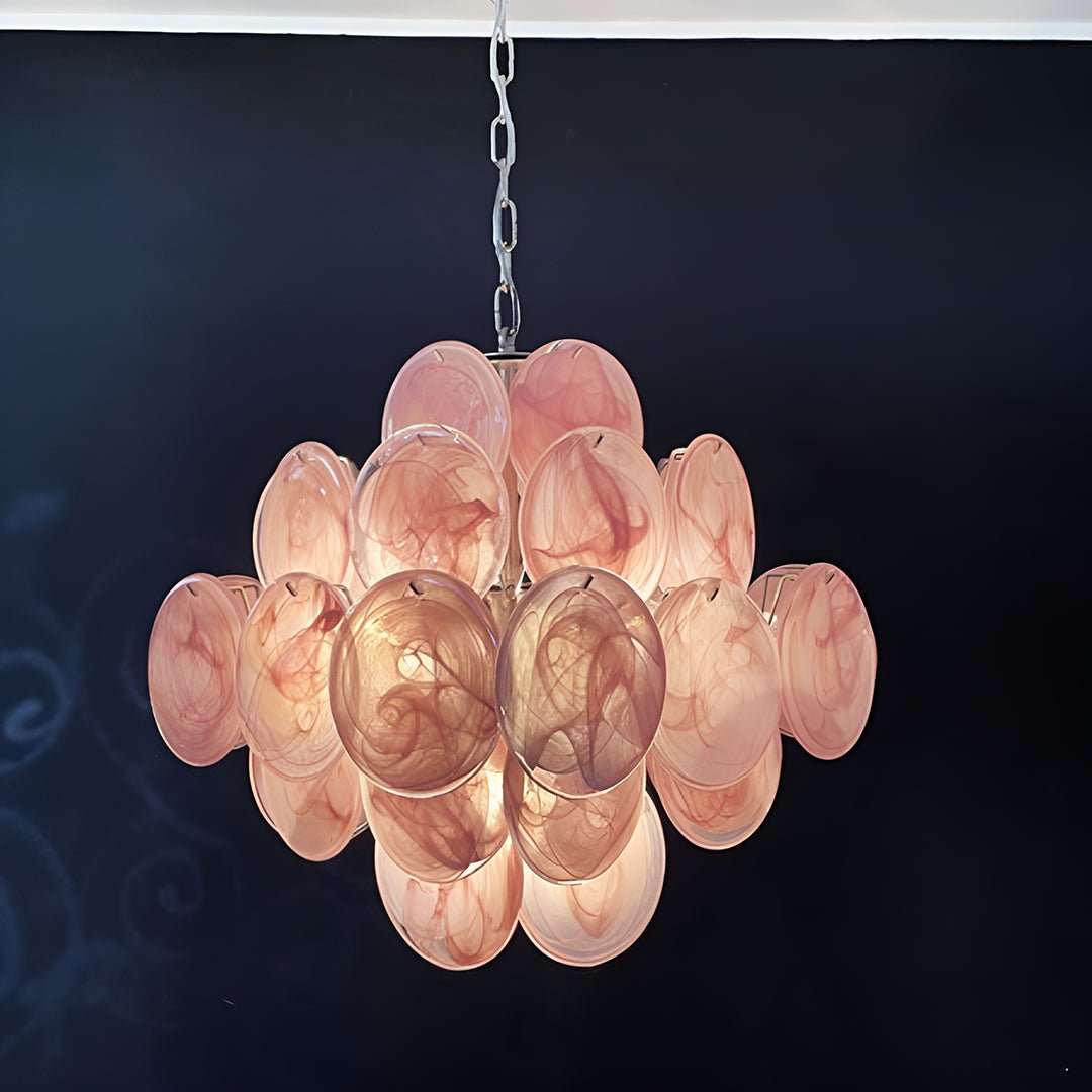 Murano Pink Disks Chandelier - YIOSI