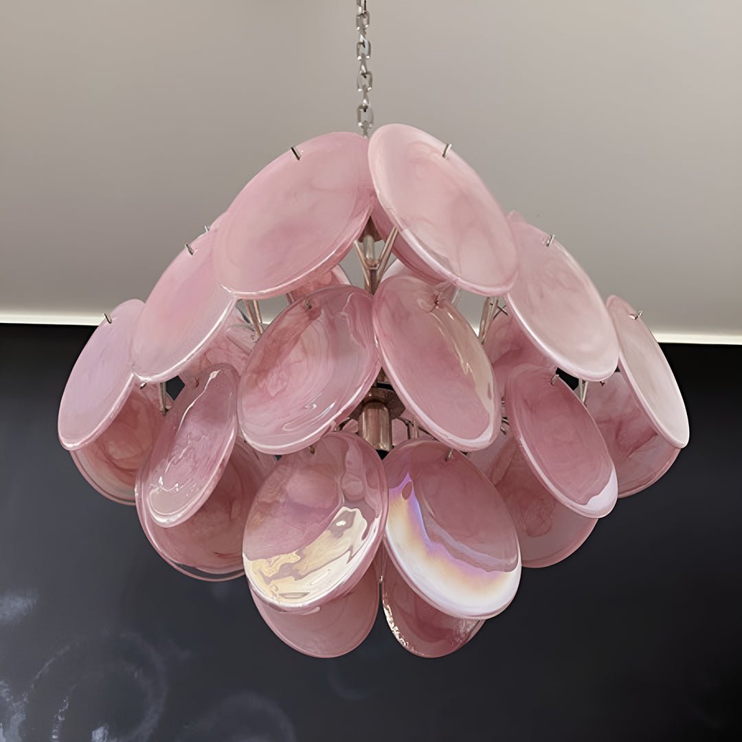 Murano Pink Disks Chandelier - YIOSI