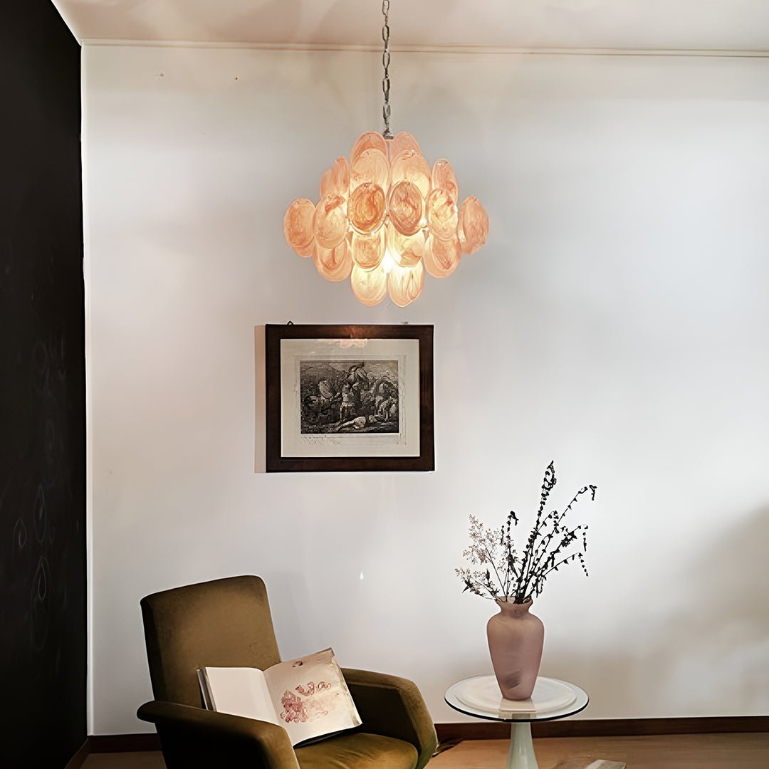 Murano Pink Disks Chandelier - YIOSI