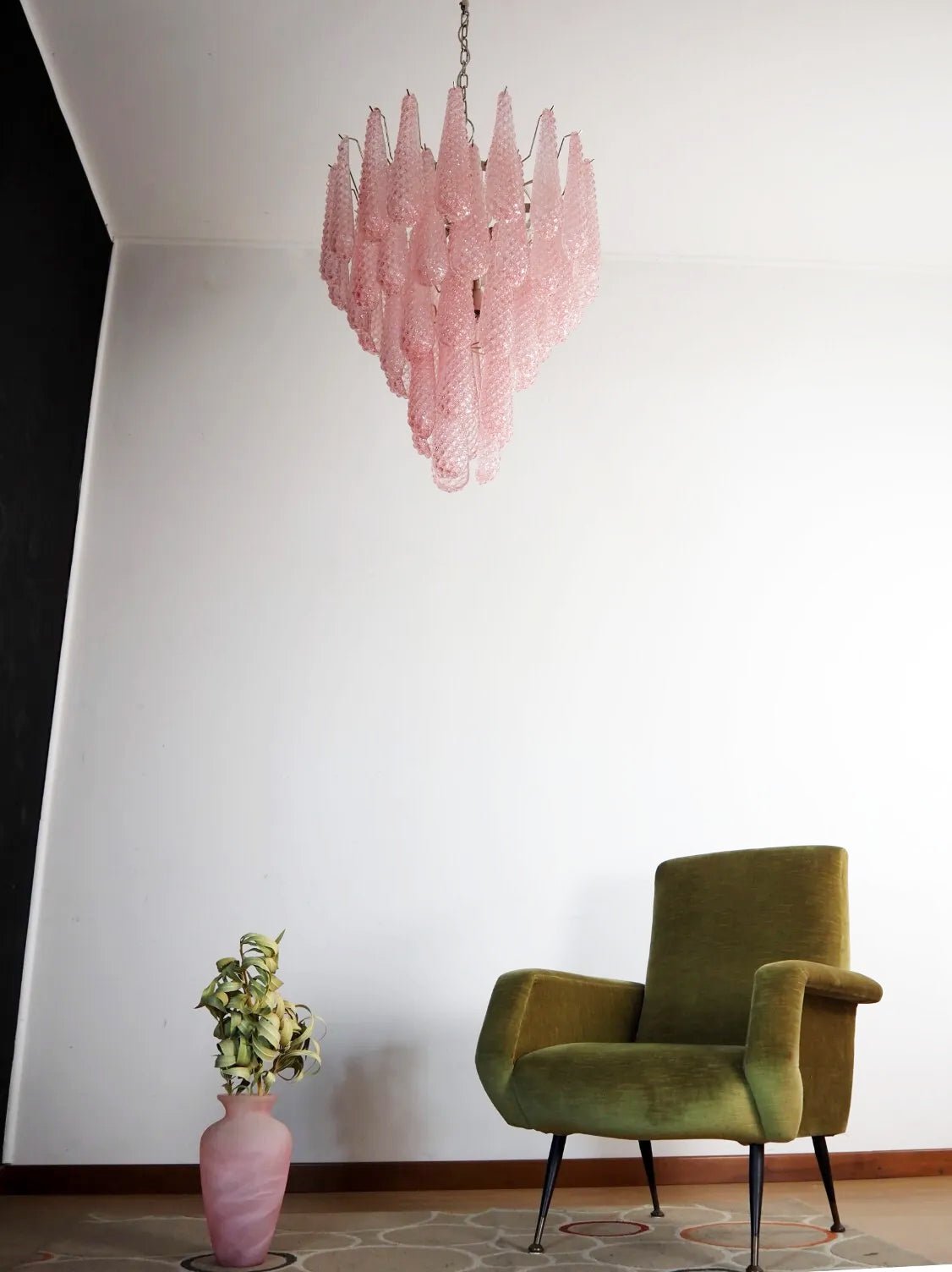 Murano Pink Glass Dewdrop Chandelier - YIOSI