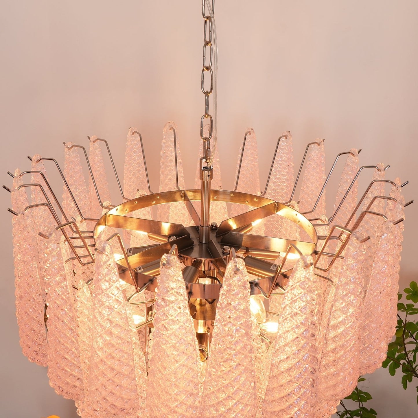 Murano Pink Glass Dewdrop Chandelier - YIOSI