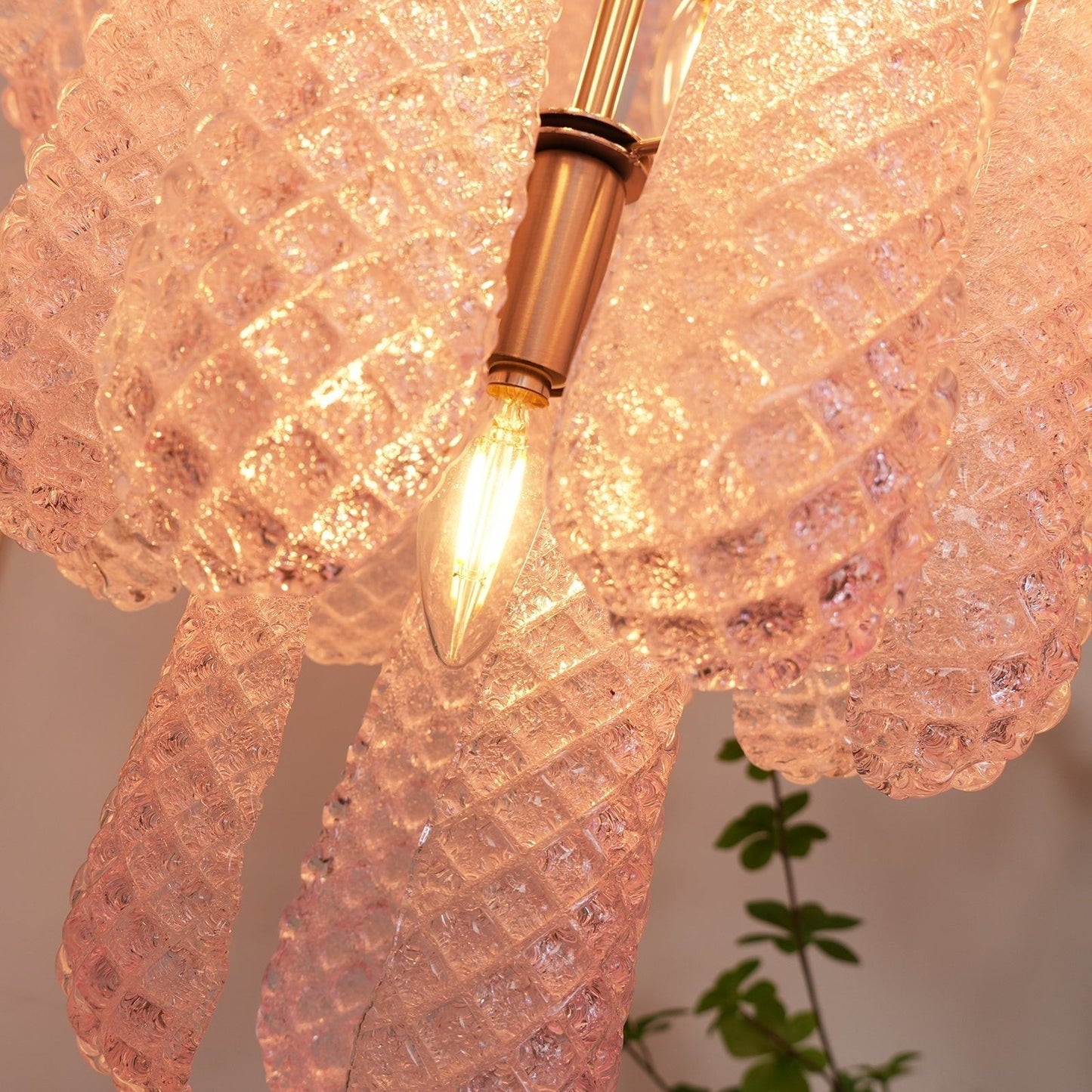Murano Pink Glass Dewdrop Chandelier - YIOSI