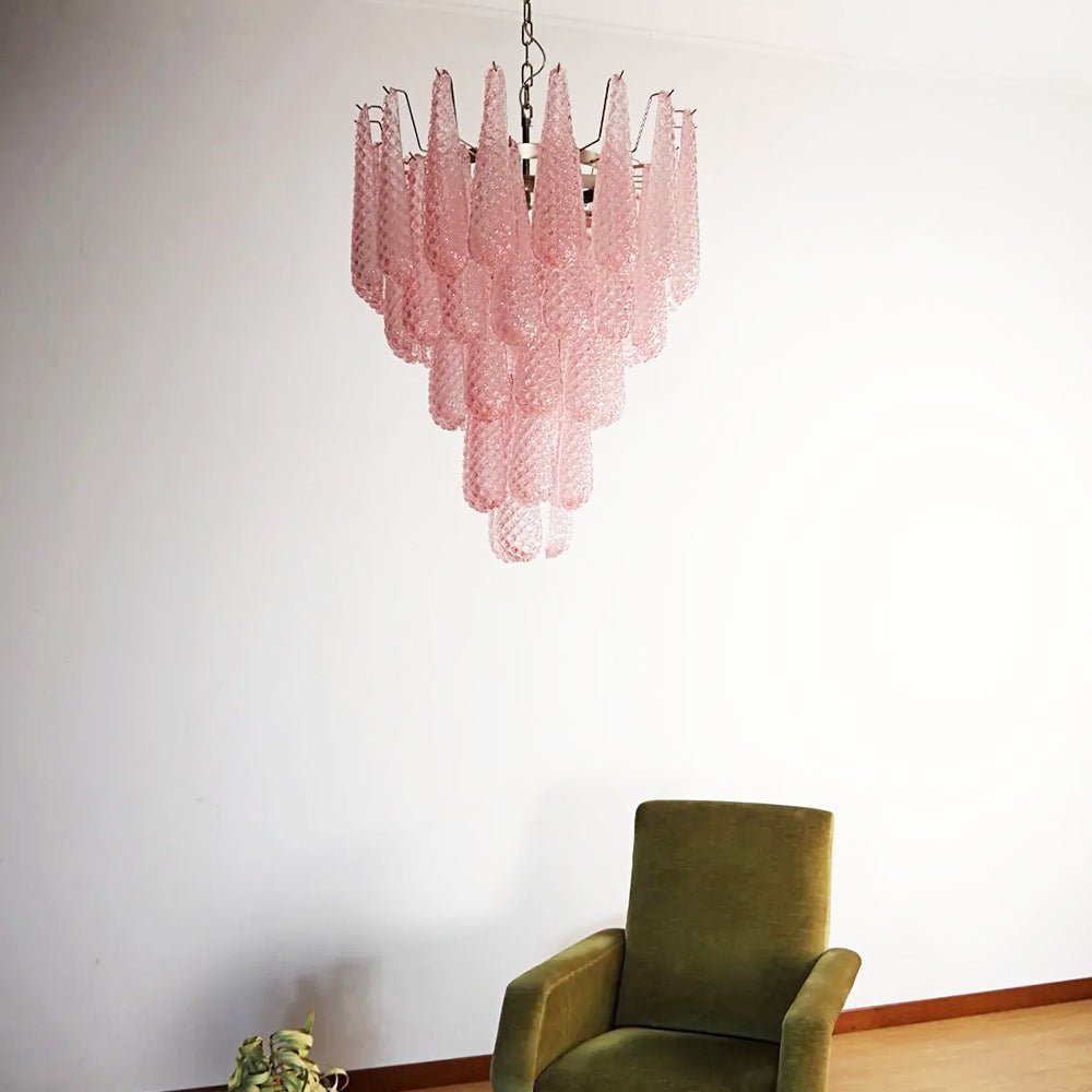 Murano Pink Glass Dewdrop Chandelier - YIOSI