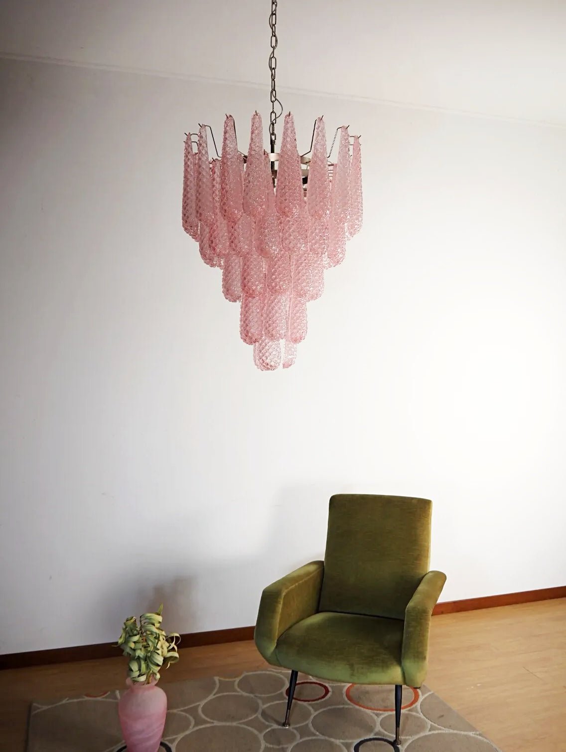 Murano Pink Glass Dewdrop Chandelier - YIOSI