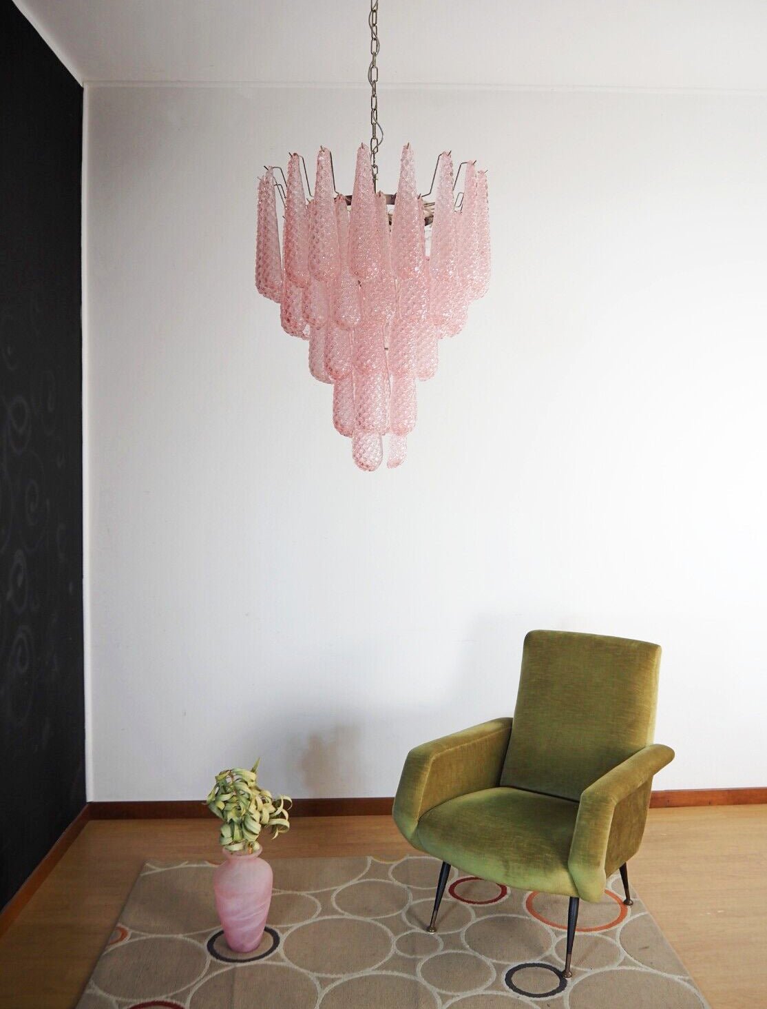 Murano Pink Glass Dewdrop Chandelier - YIOSI