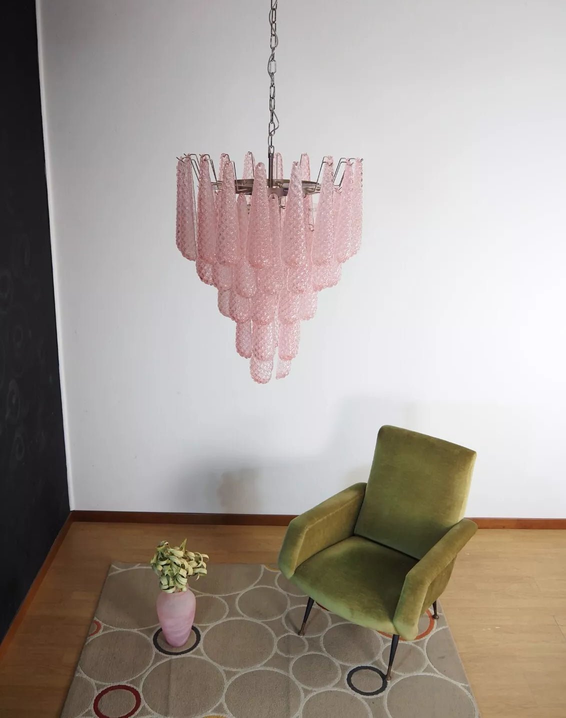 Murano Pink Glass Dewdrop Chandelier - YIOSI