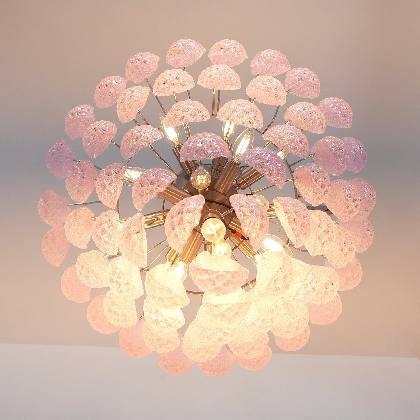 Murano Pink Glass Dewdrop Chandelier - YIOSI