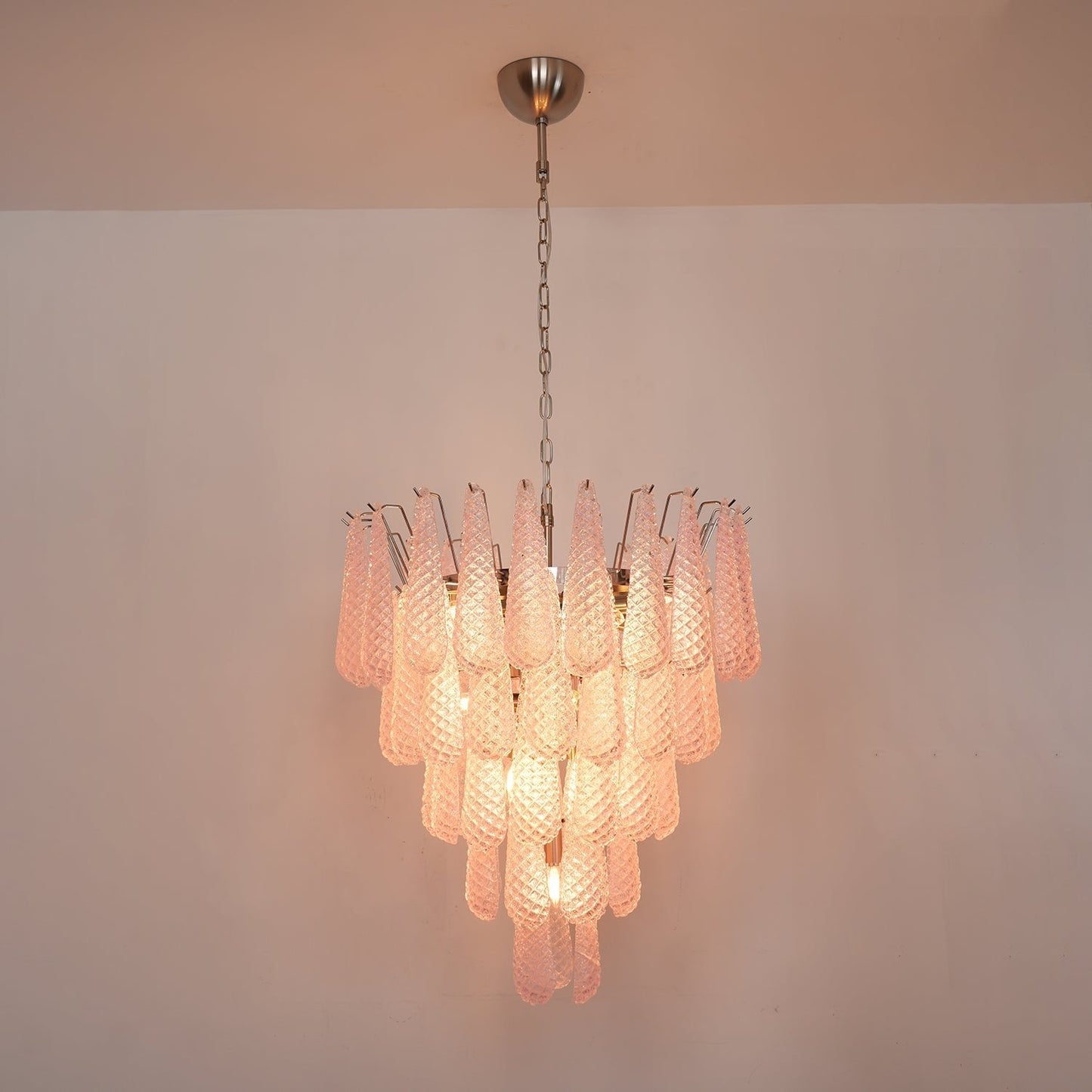 Murano Pink Glass Droplet Chandelier - YIOSI