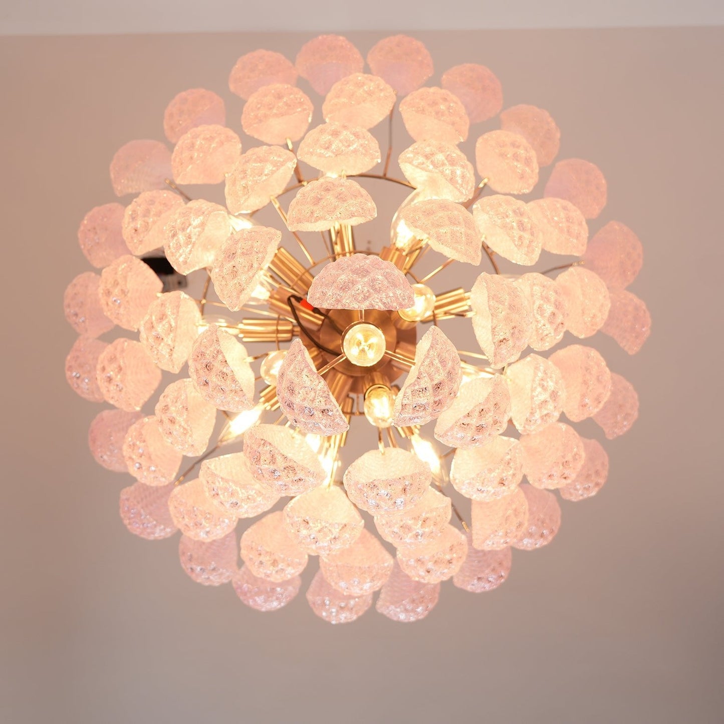 Murano Pink Glass Droplet Chandelier - YIOSI