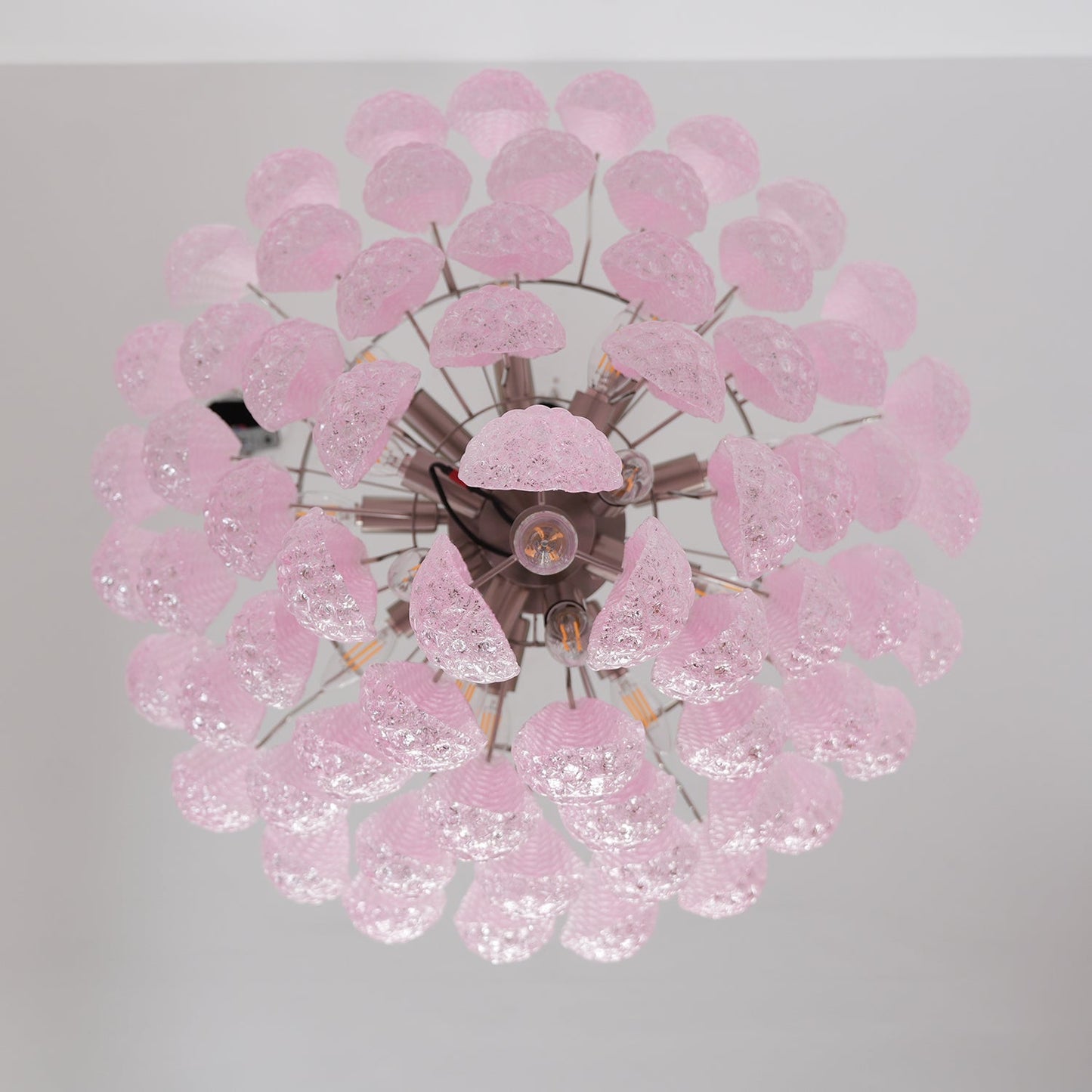 Murano Pink Glass Droplet Chandelier - YIOSI