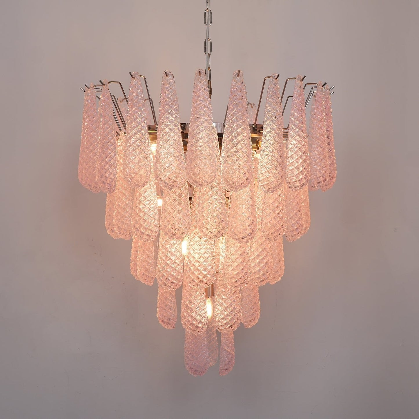 Murano Pink Glass Droplet Chandelier - YIOSI