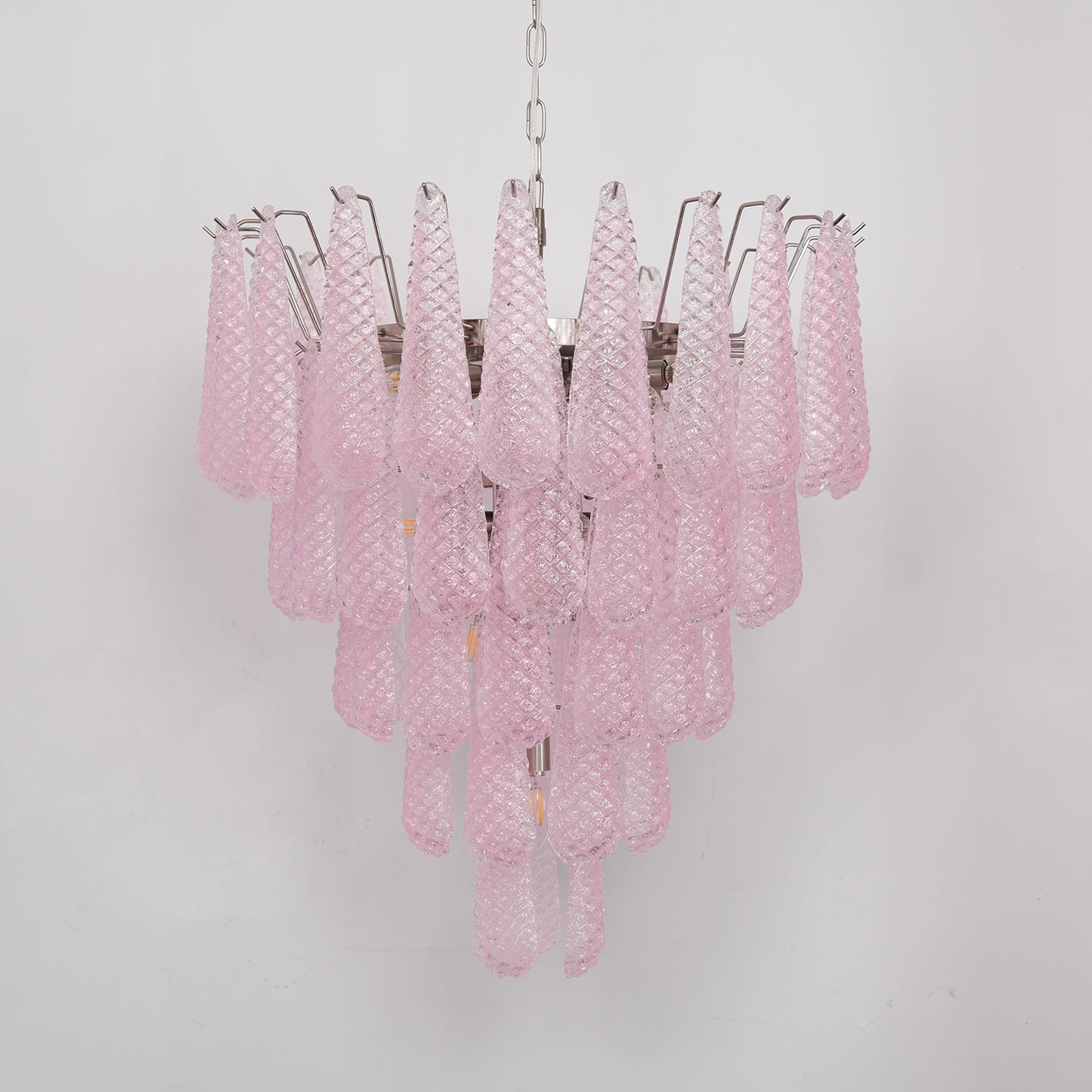 Murano Pink Glass Droplet Chandelier - YIOSI