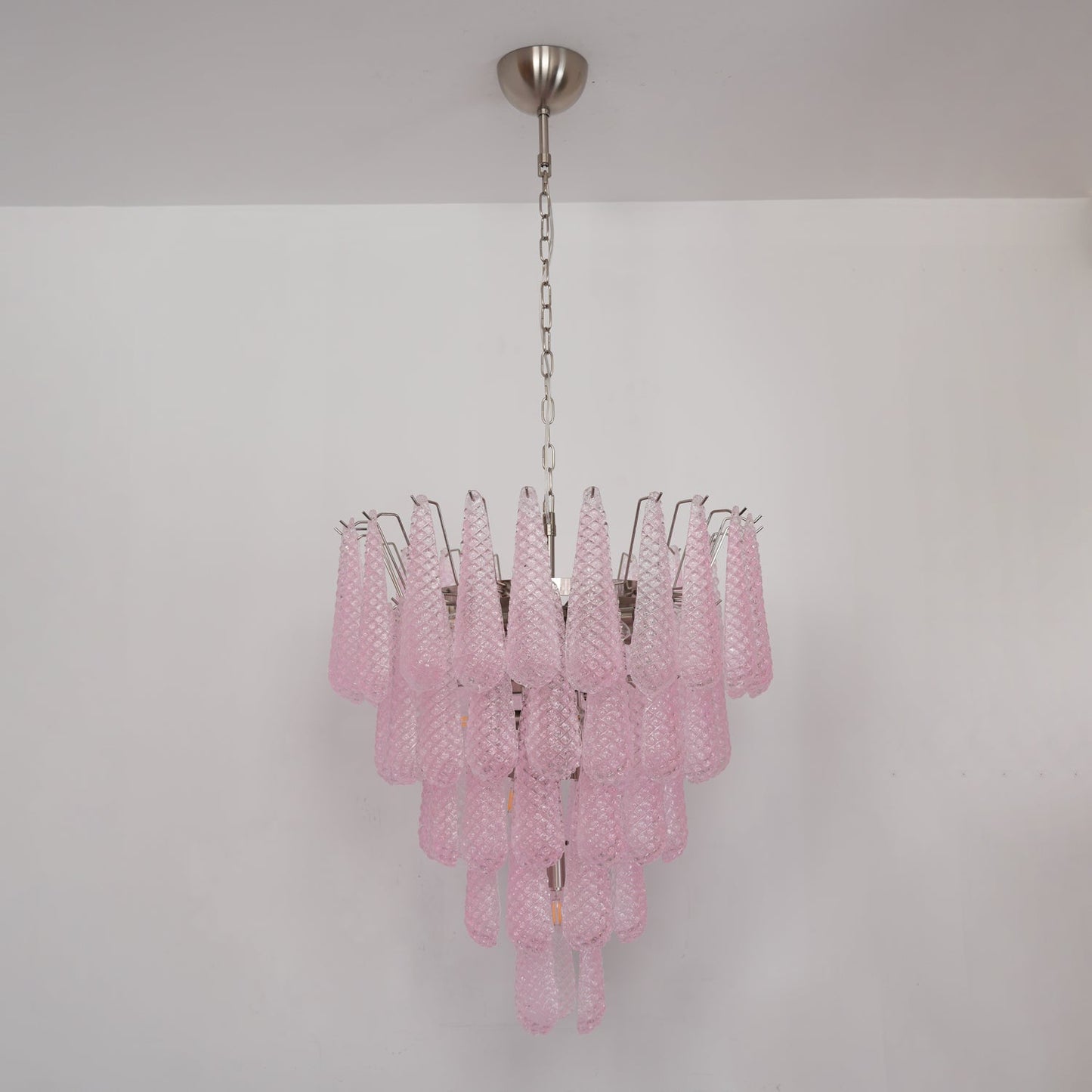 Murano Pink Glass Droplet Chandelier - YIOSI