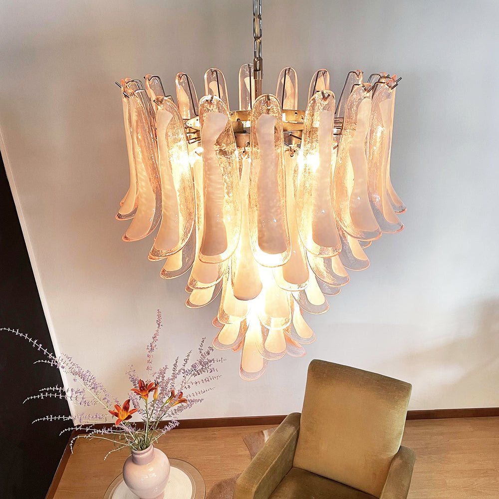 Murano Pink Glass Petals Chandelier - YIOSI