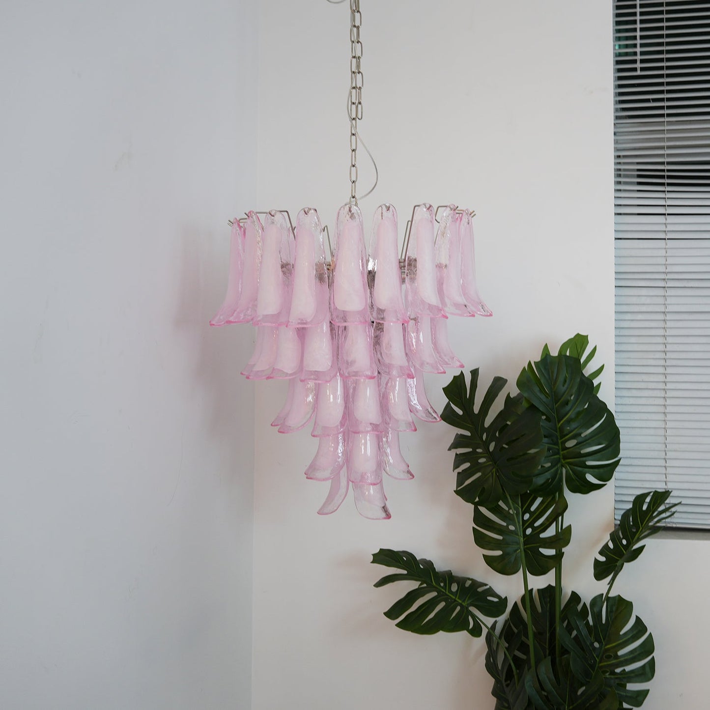 Murano Pink Glass Petals Chandelier - YIOSI