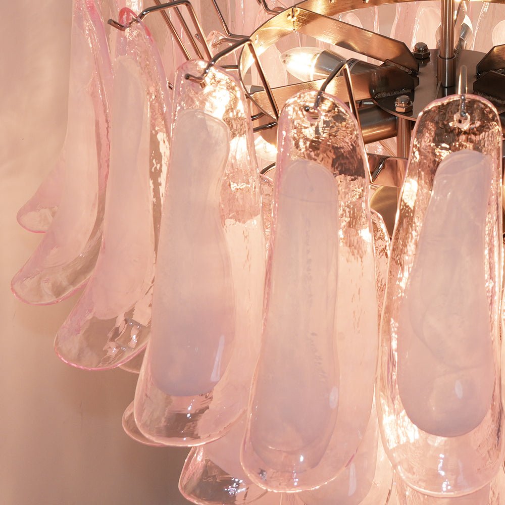 Murano Pink Glass Petals Chandelier - YIOSI