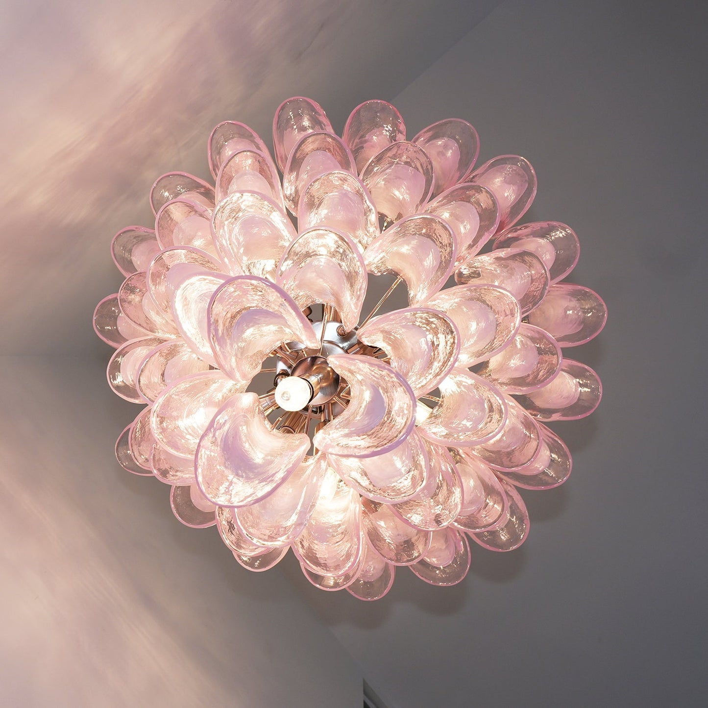Murano Pink Glass Petals Chandelier - YIOSI