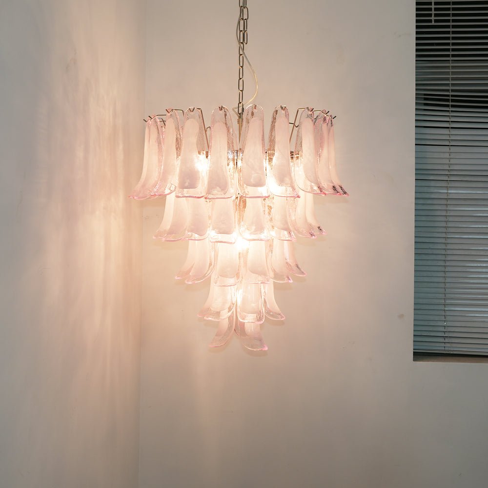 Murano Pink Glass Petals Chandelier - YIOSI