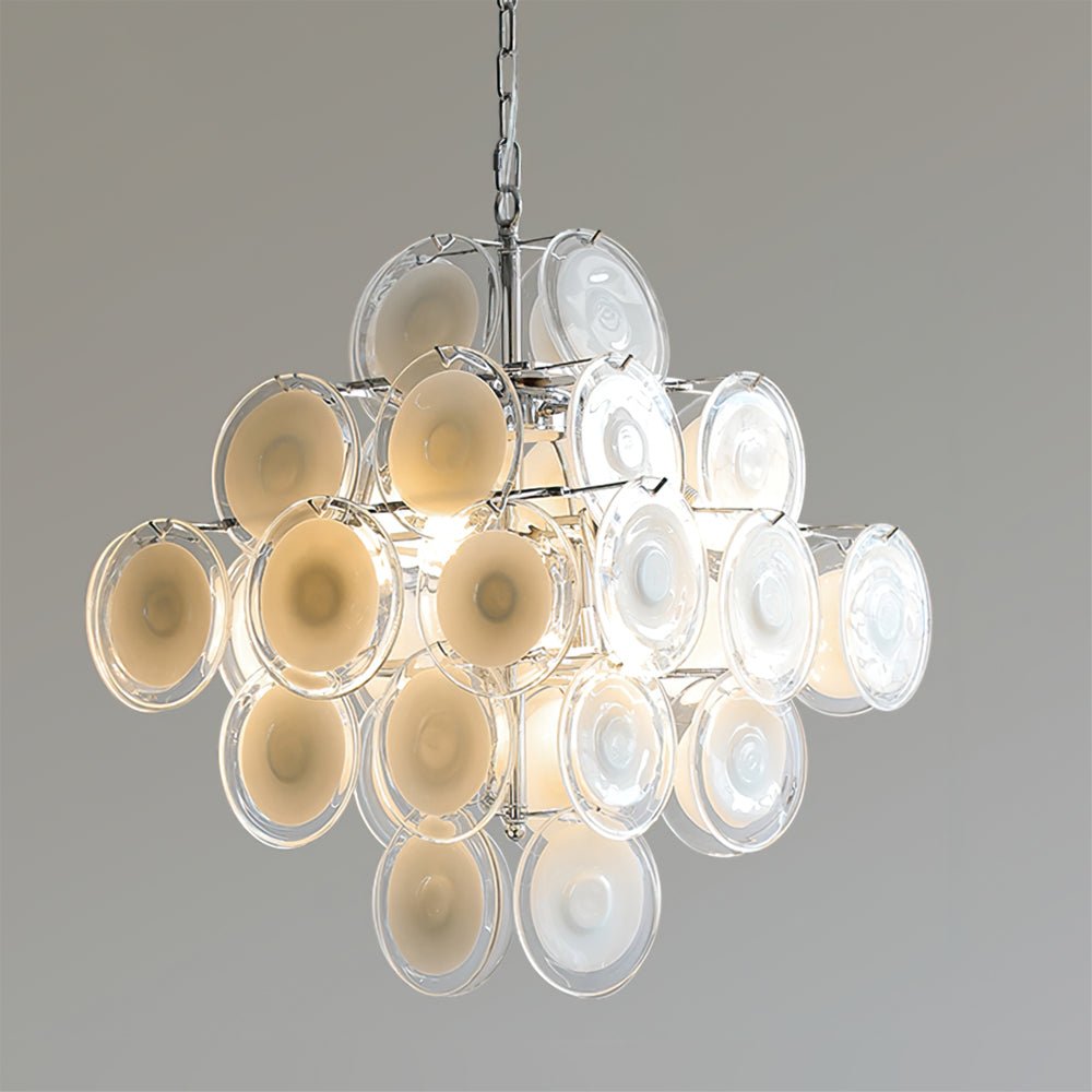 Murano Disc White Glass Chandelier - YIOSI