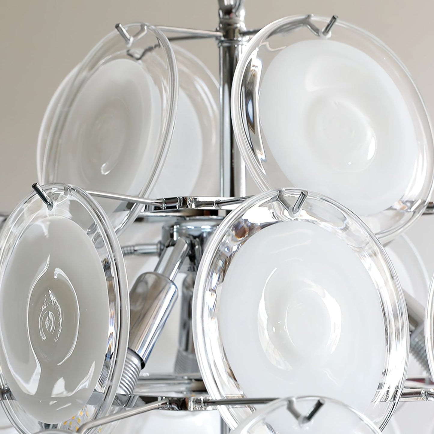 Murano Disc White Glass Chandelier - YIOSI