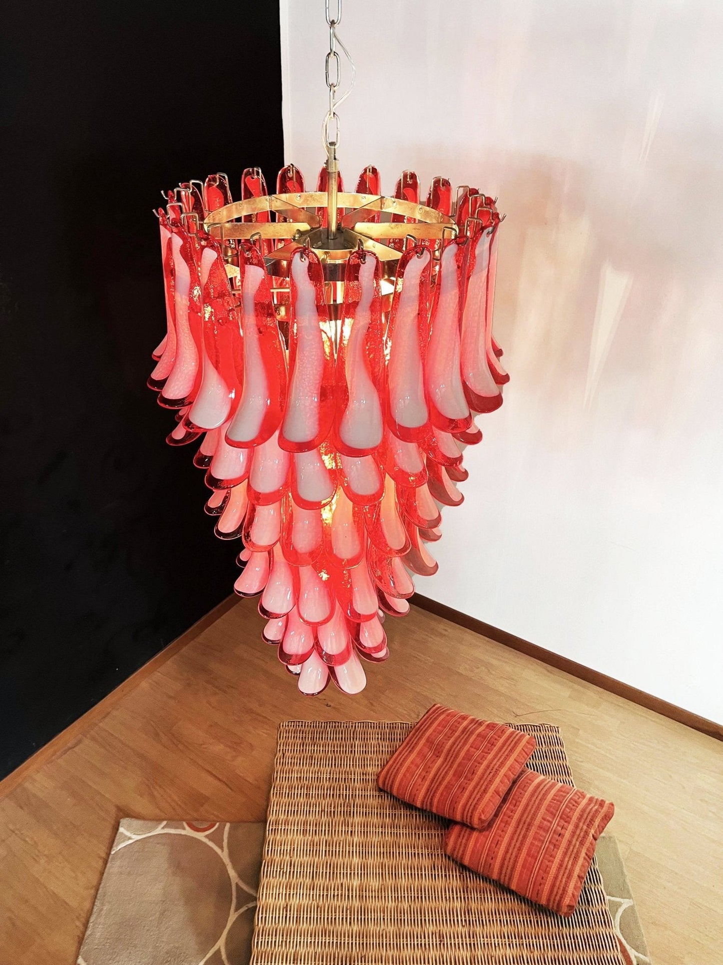 Murano Red Petals Spiral Chandelier - YIOSI