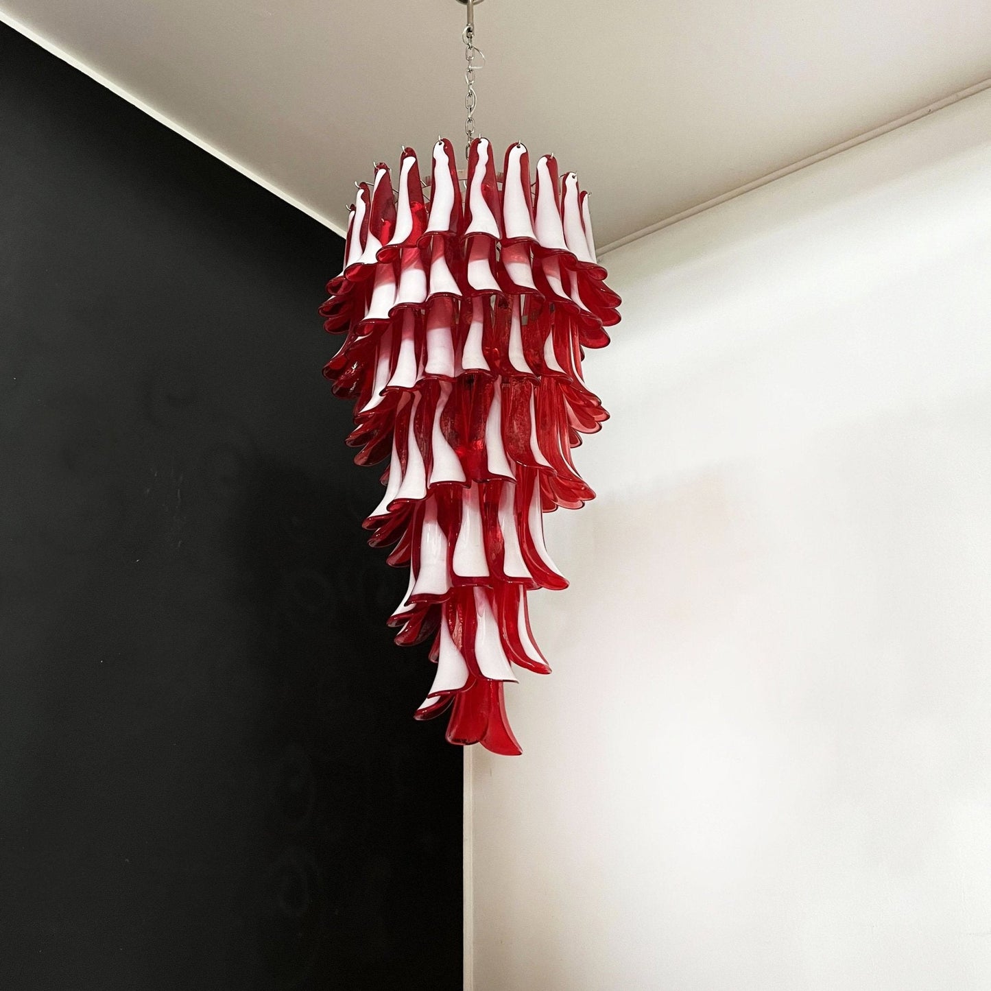 Murano Red Petals Spiral Chandelier - YIOSI