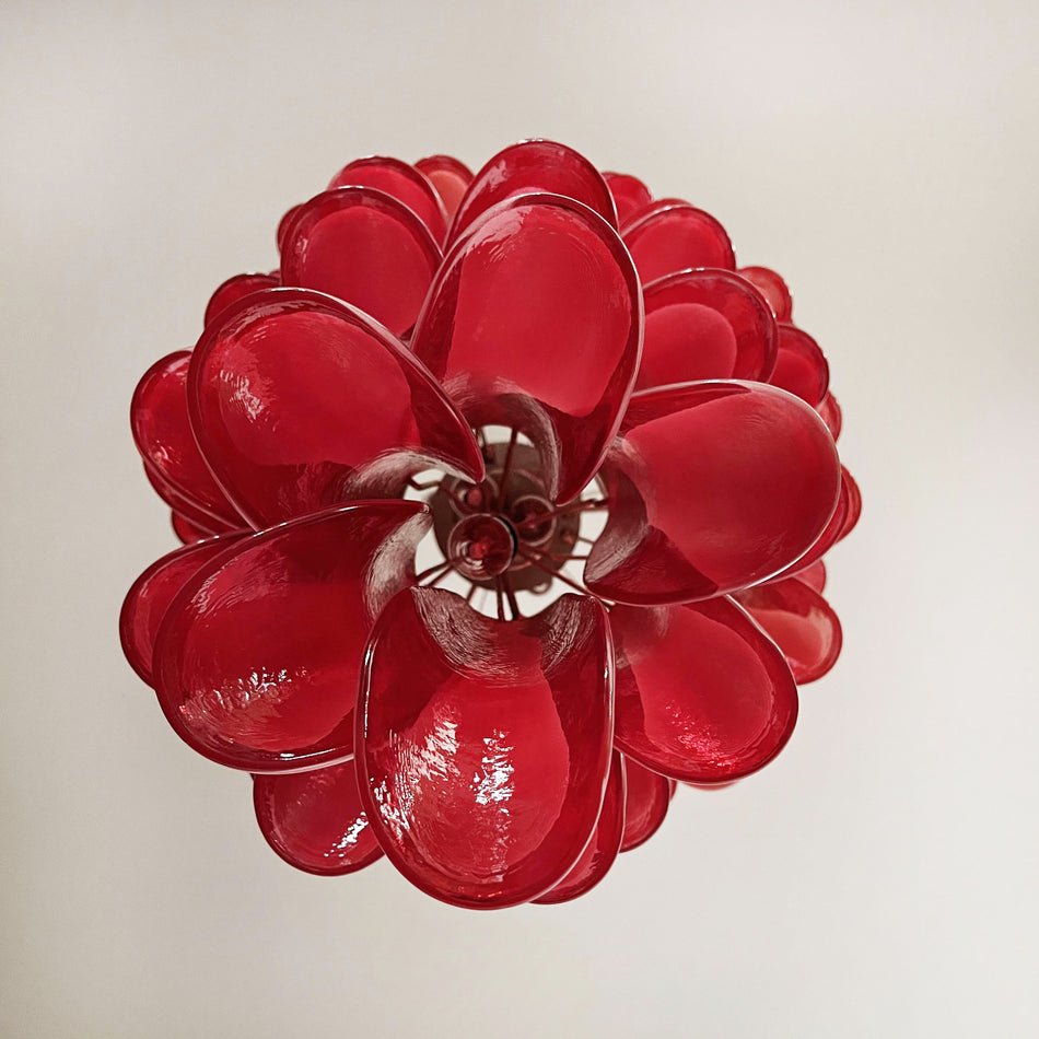 Murano Red Petals Spiral Chandelier - YIOSI