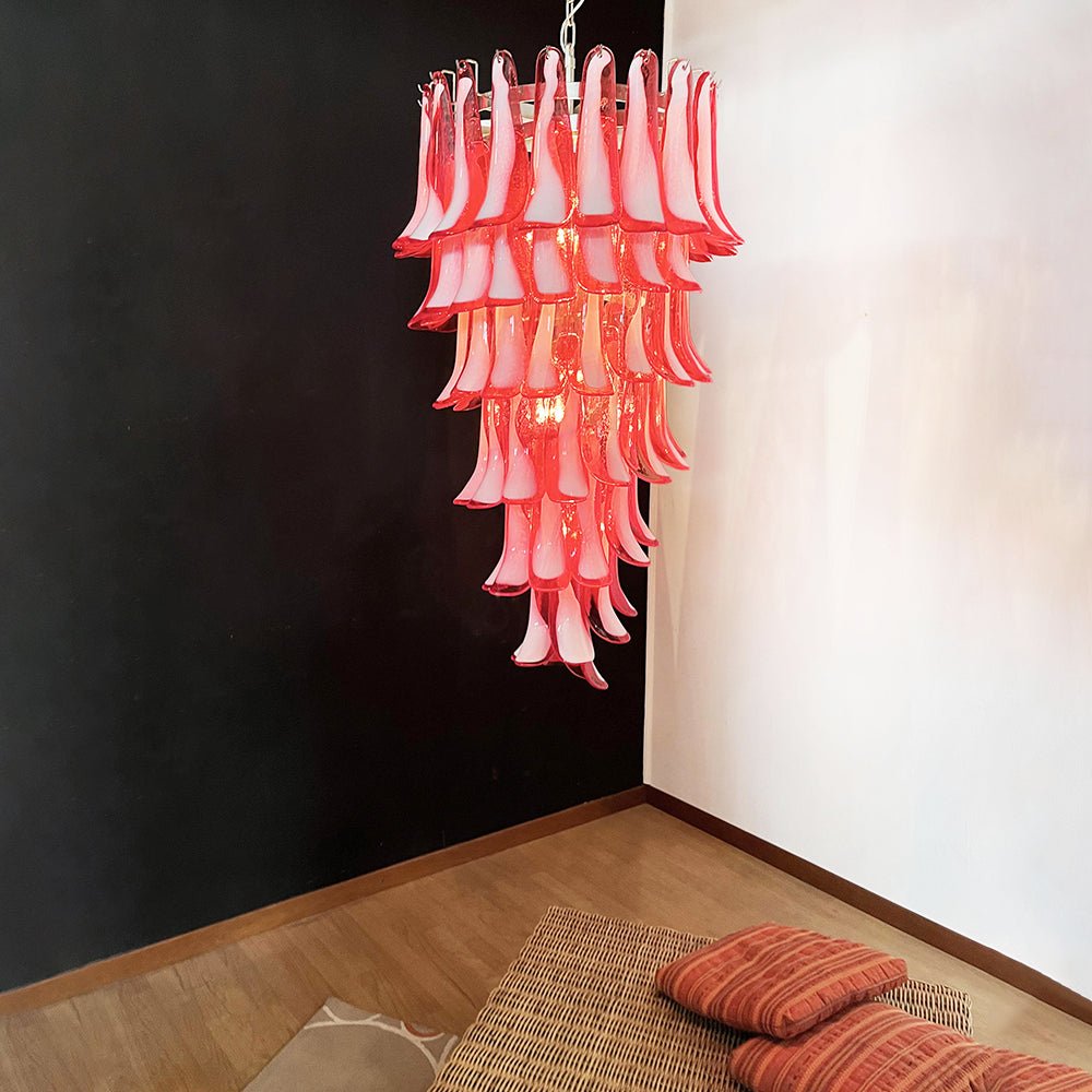 Murano Red Petals Spiral Chandelier - YIOSI