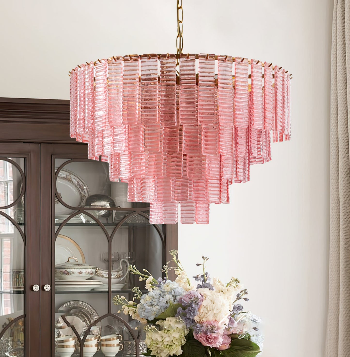 Opalora Pink Murano Chandelier - YIOSI