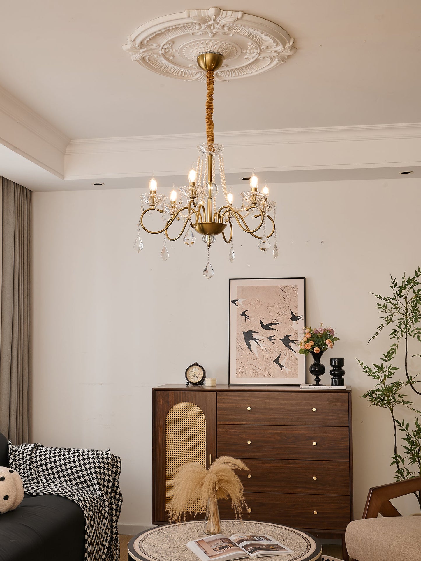 Opulent Pearl Crystal Chandelier - YIOSI