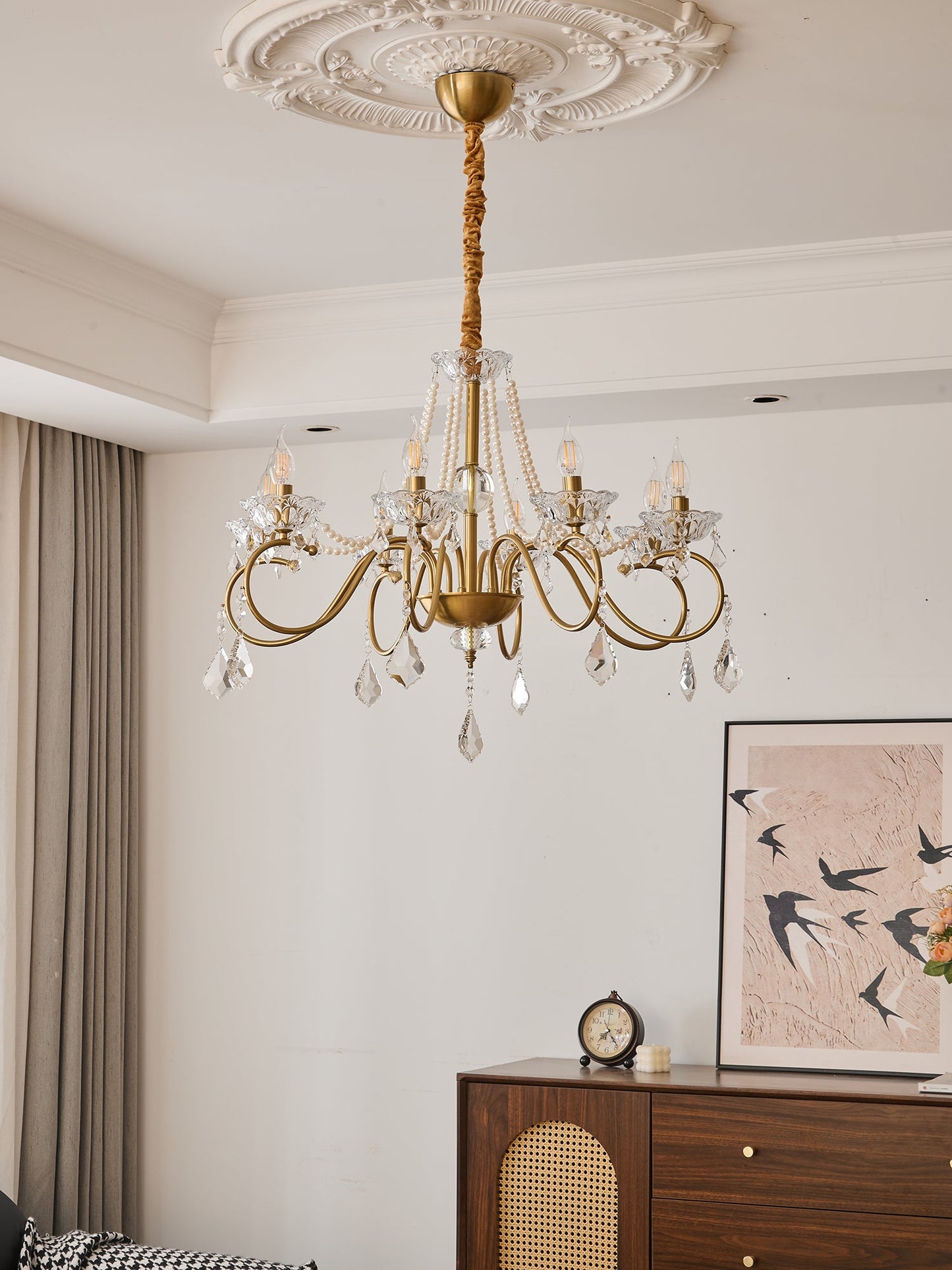 Opulent Pearl Crystal Chandelier - YIOSI