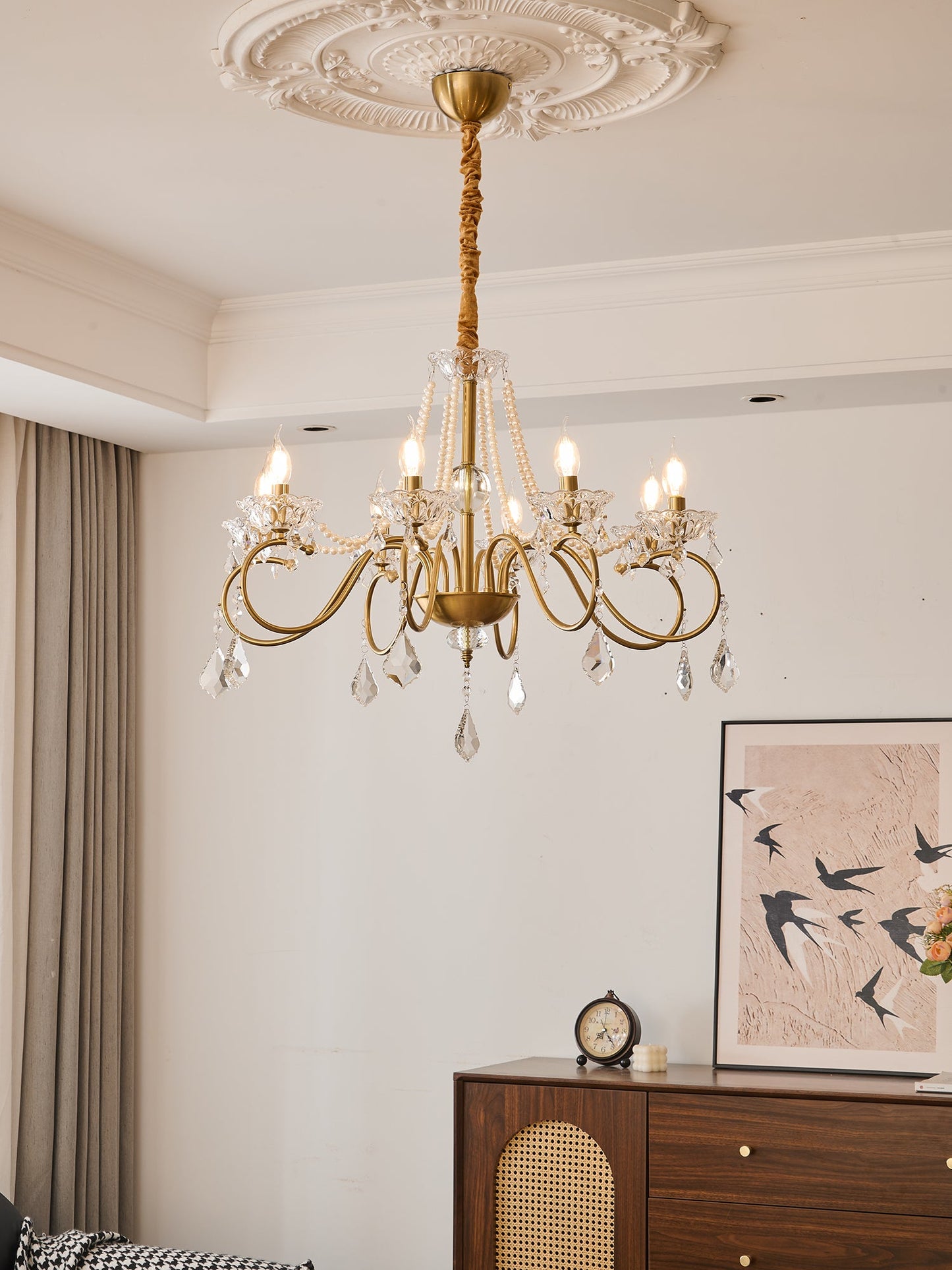 Opulent Pearl Crystal Chandelier - YIOSI