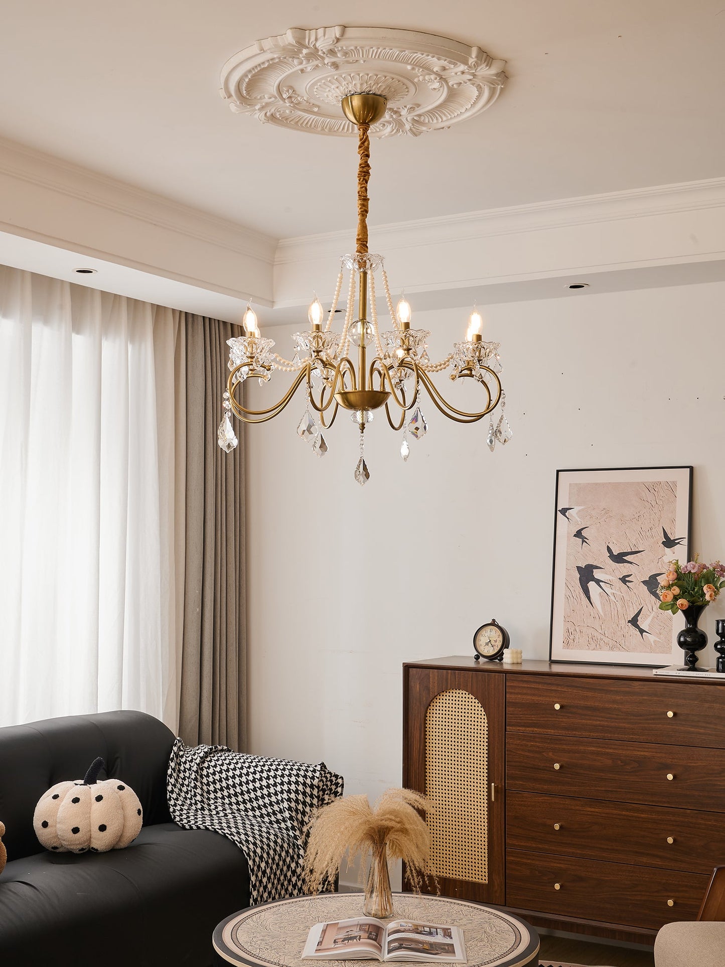 Opulent Pearl Crystal Chandelier - YIOSI