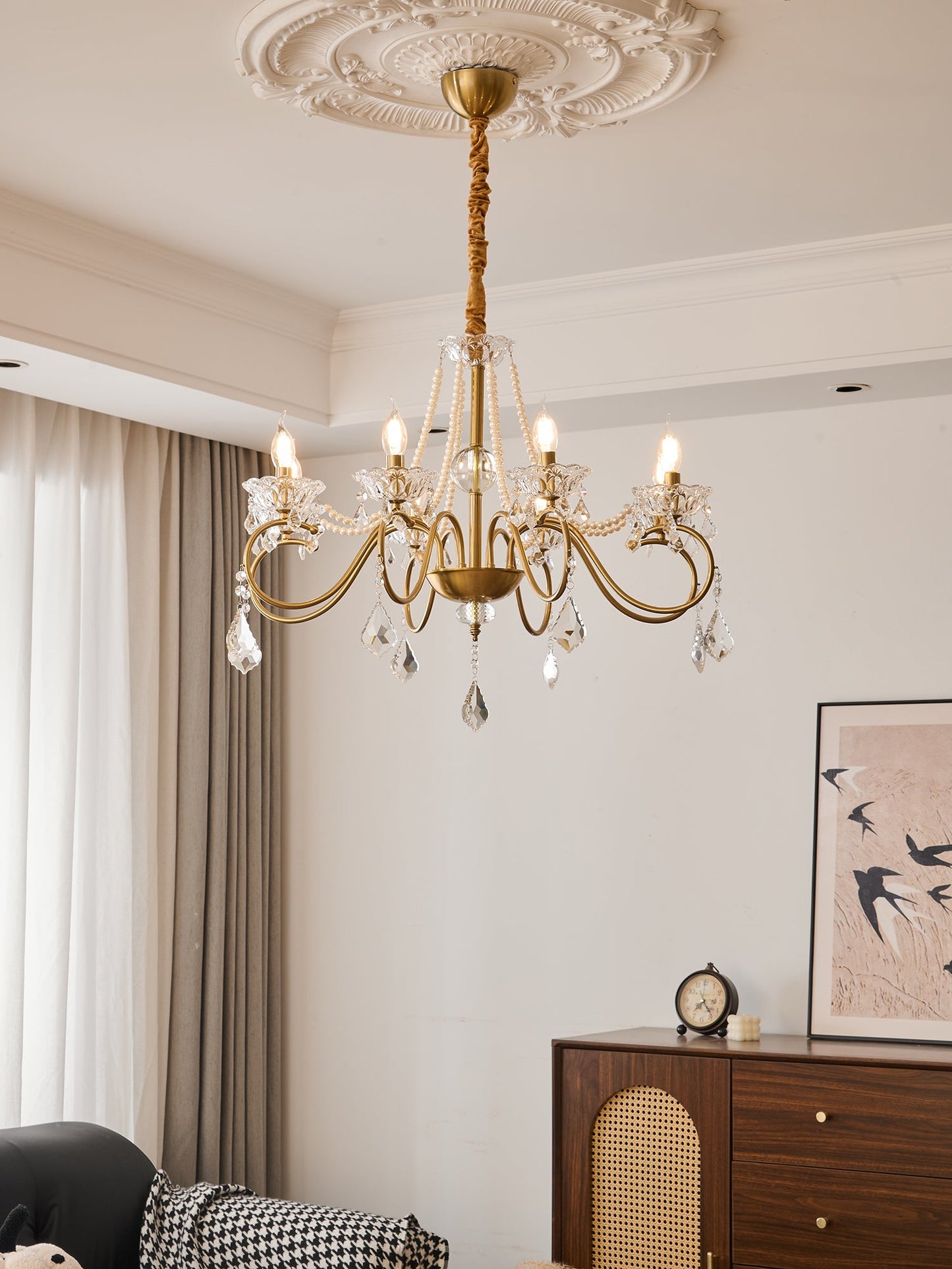 Opulent Pearl Crystal Chandelier - YIOSI