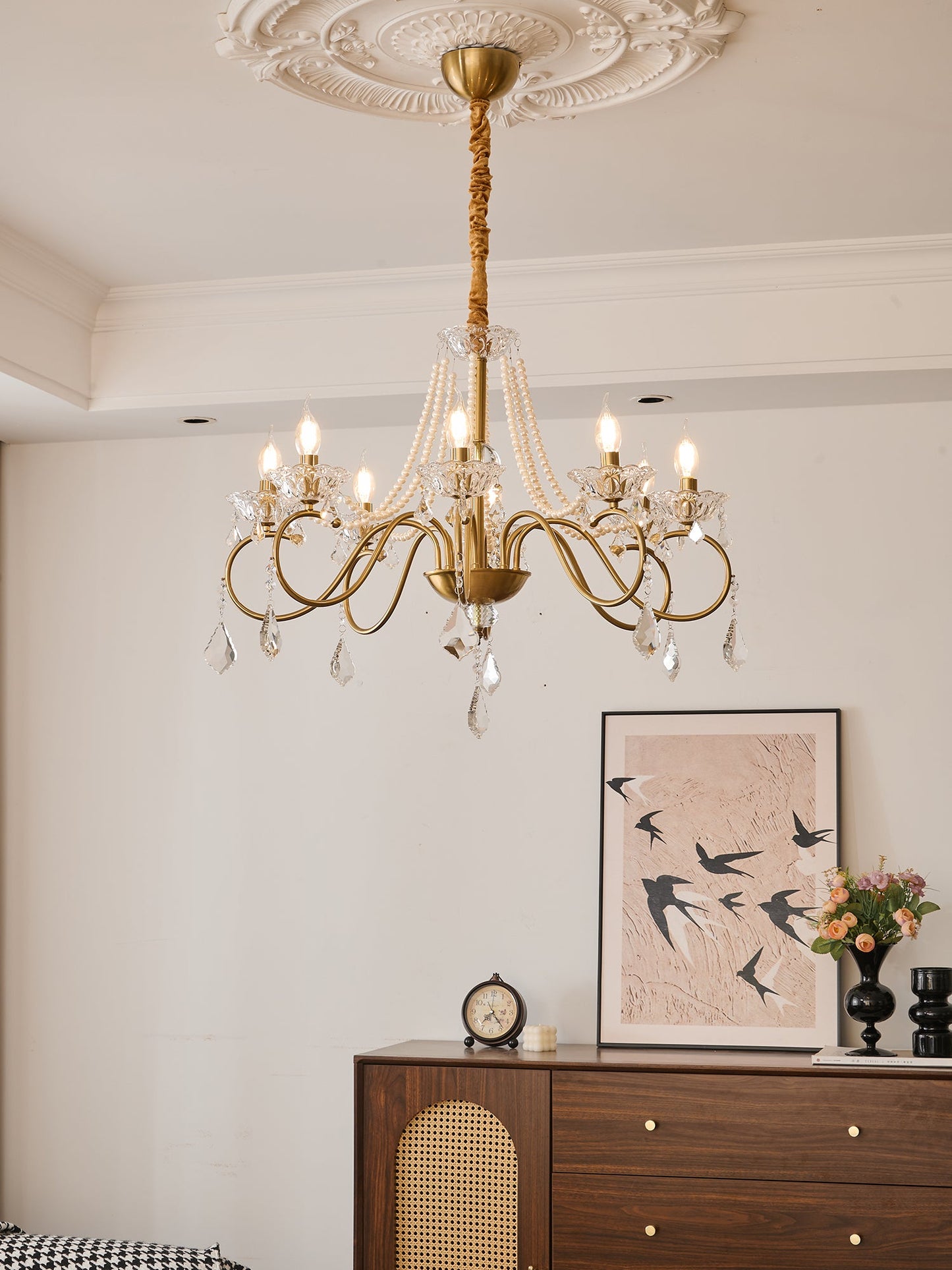 Opulent Pearl Crystal Chandelier - YIOSI