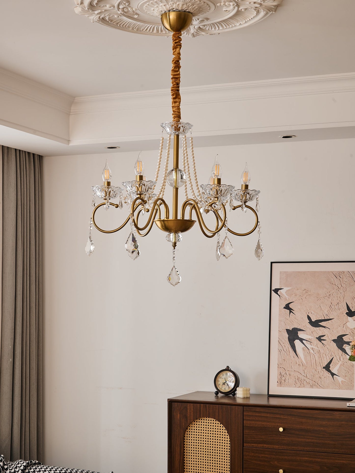 Opulent Pearl Crystal Chandelier - YIOSI