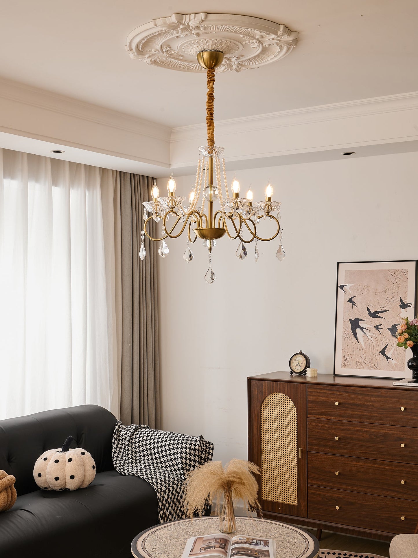 Opulent Pearl Crystal Chandelier - YIOSI